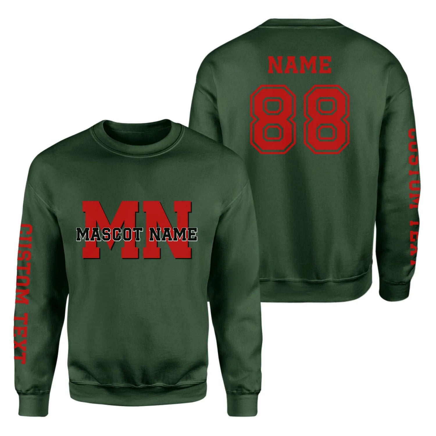 Custom School Mascot on a Sweatshirt With Initials and Mascot Name on a Sweatshirt