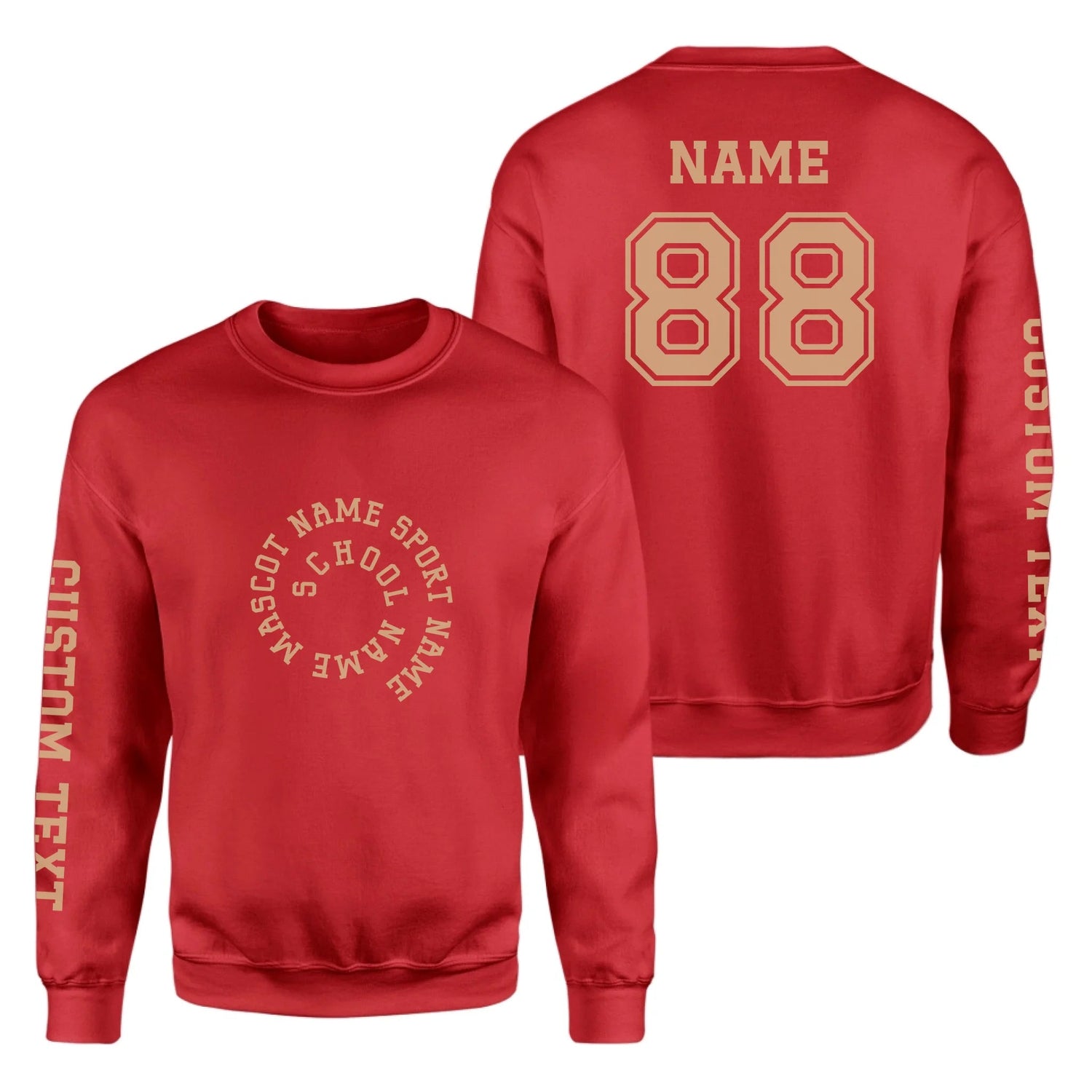Custom School Spirit on a Sweatshirt With Spiral Text Design on a Sweatshirt
