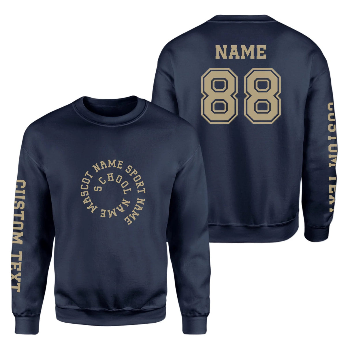 Custom School Spirit on a Sweatshirt With Spiral Text Design on a Sweatshirt