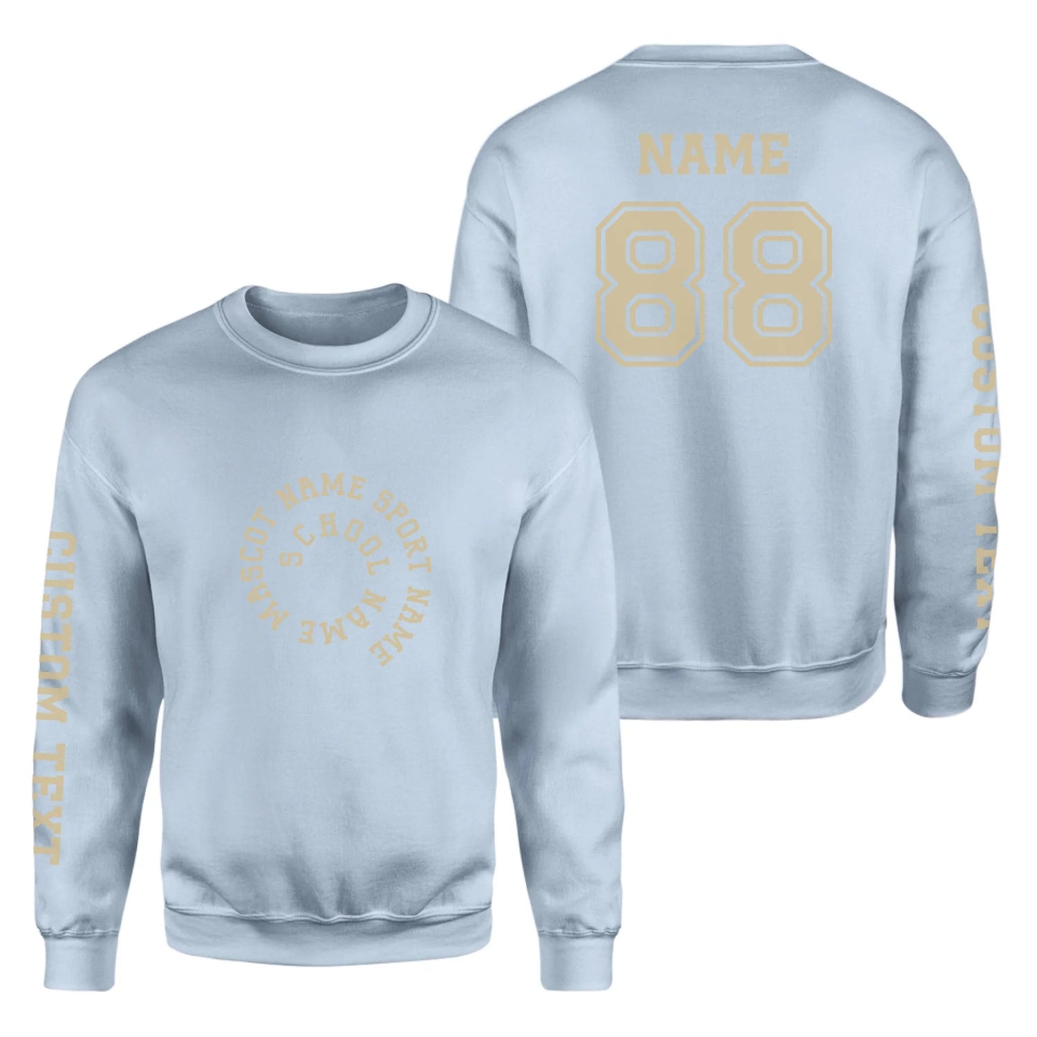 Custom School Spirit on a Sweatshirt With Spiral Text Design on a Sweatshirt