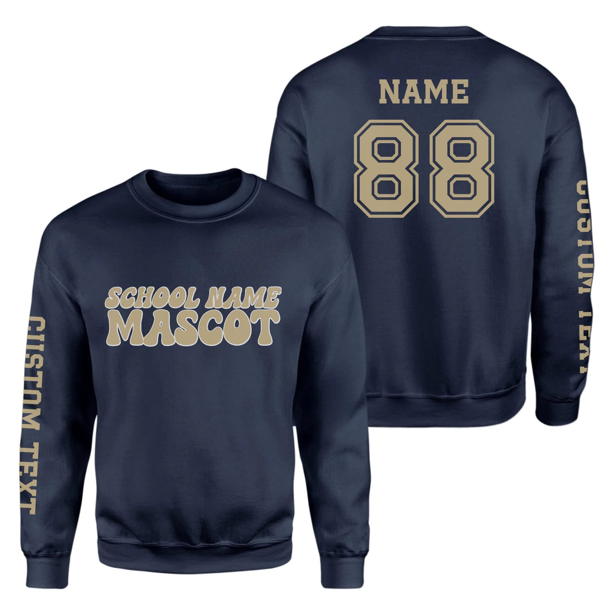 Custom School Spirit on a Sweatshirt With School and Mascot Name With Retro Design on a Sweatshirt