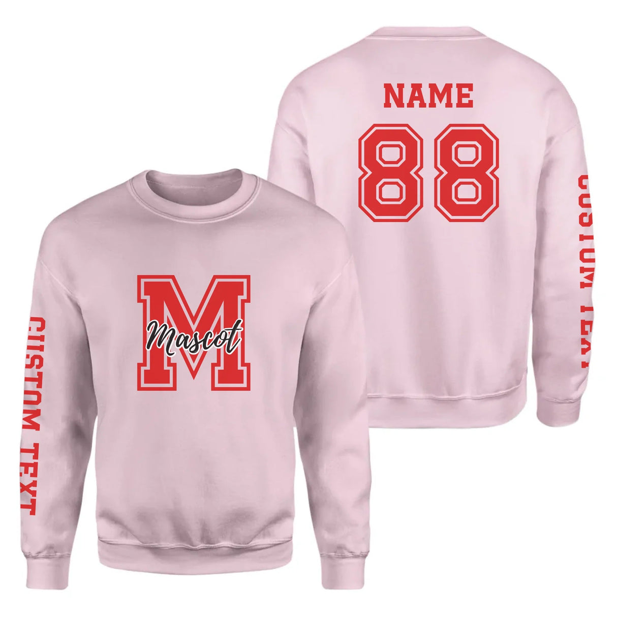 Custom School Mascot on a Sweatshirt With Large Initial and Mascot Name on a Sweatshirt