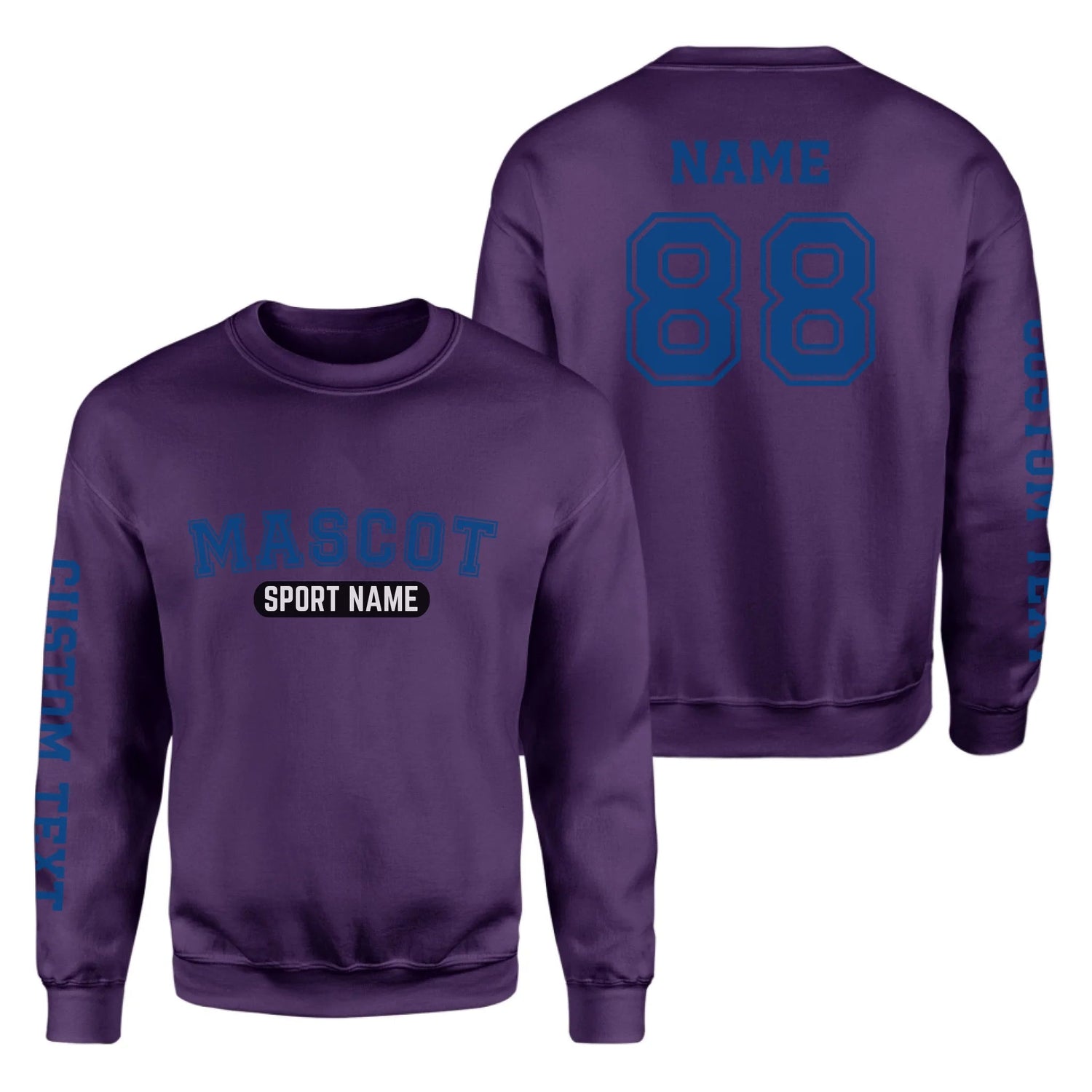 Custom School Spirit on a Sweatshirt With Mascot and Sport With Classic Design on a Sweatshirt