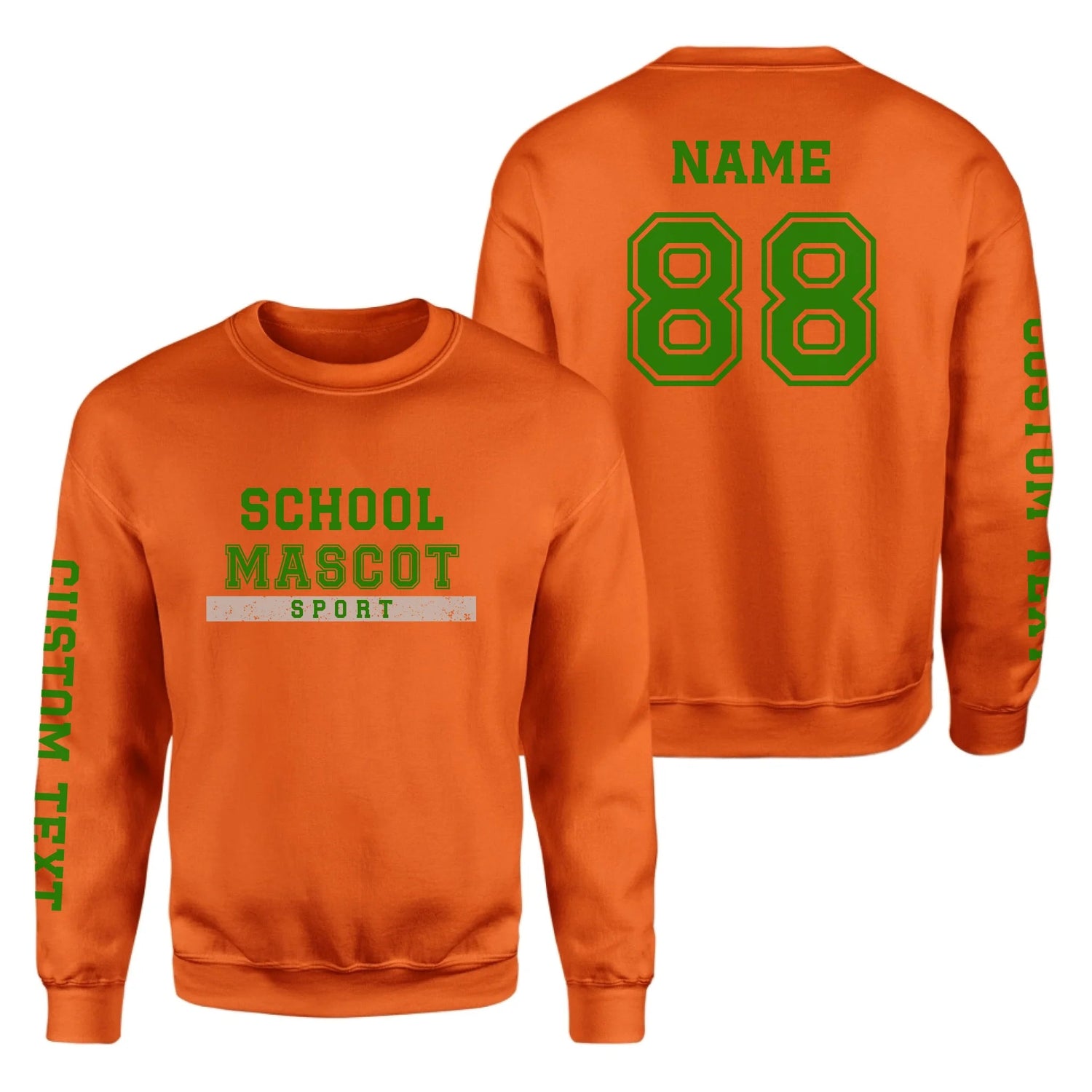 Custom School Spirit on a Sweatshirt With Mascot & Sport Name With Bold Varsity Design on a Sweatshirt