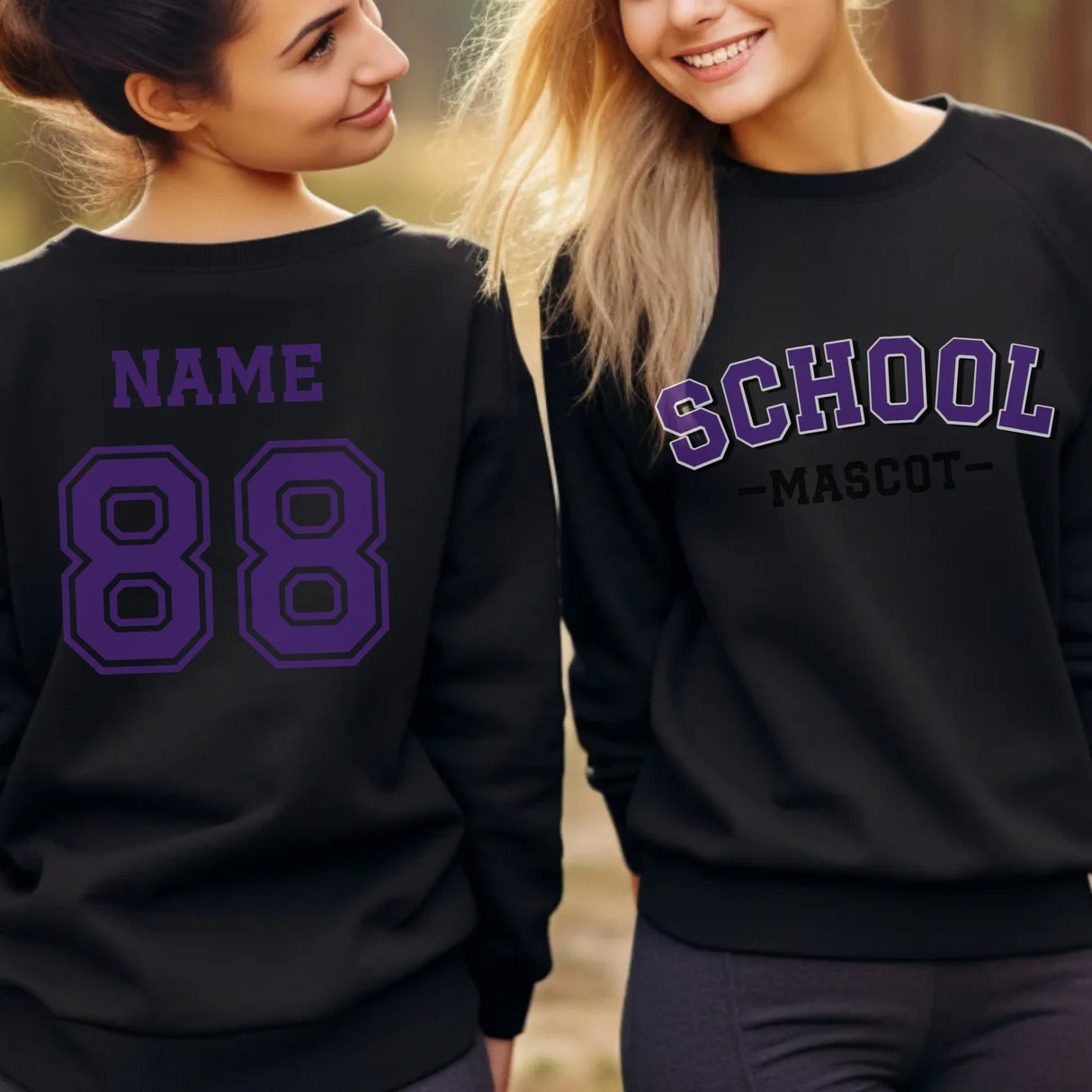 Custom School Spirit on a Sweatshirt With School and Mascot Name With Classic Arch Design on a Sweatshirt