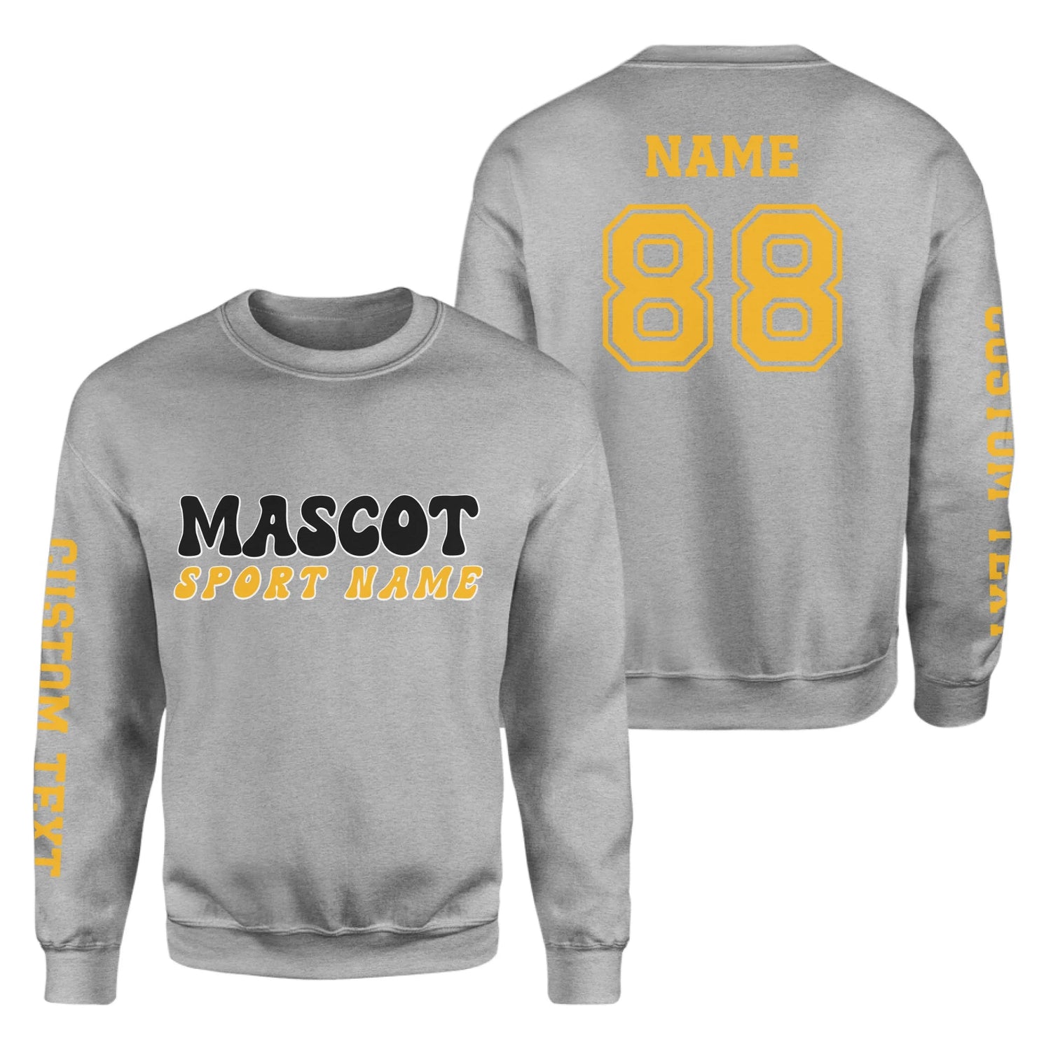 Custom School Spirit on a Sweatshirt With Mascot and Sport With Retro Design on a Sweatshirt