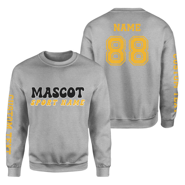 Custom School Spirit on a Sweatshirt With Mascot and Sport With Retro Design on a Sweatshirt