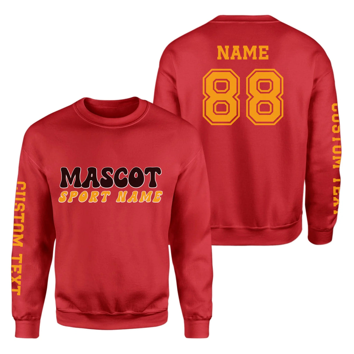 Custom School Spirit on a Sweatshirt With Mascot and Sport With Retro Design on a Sweatshirt
