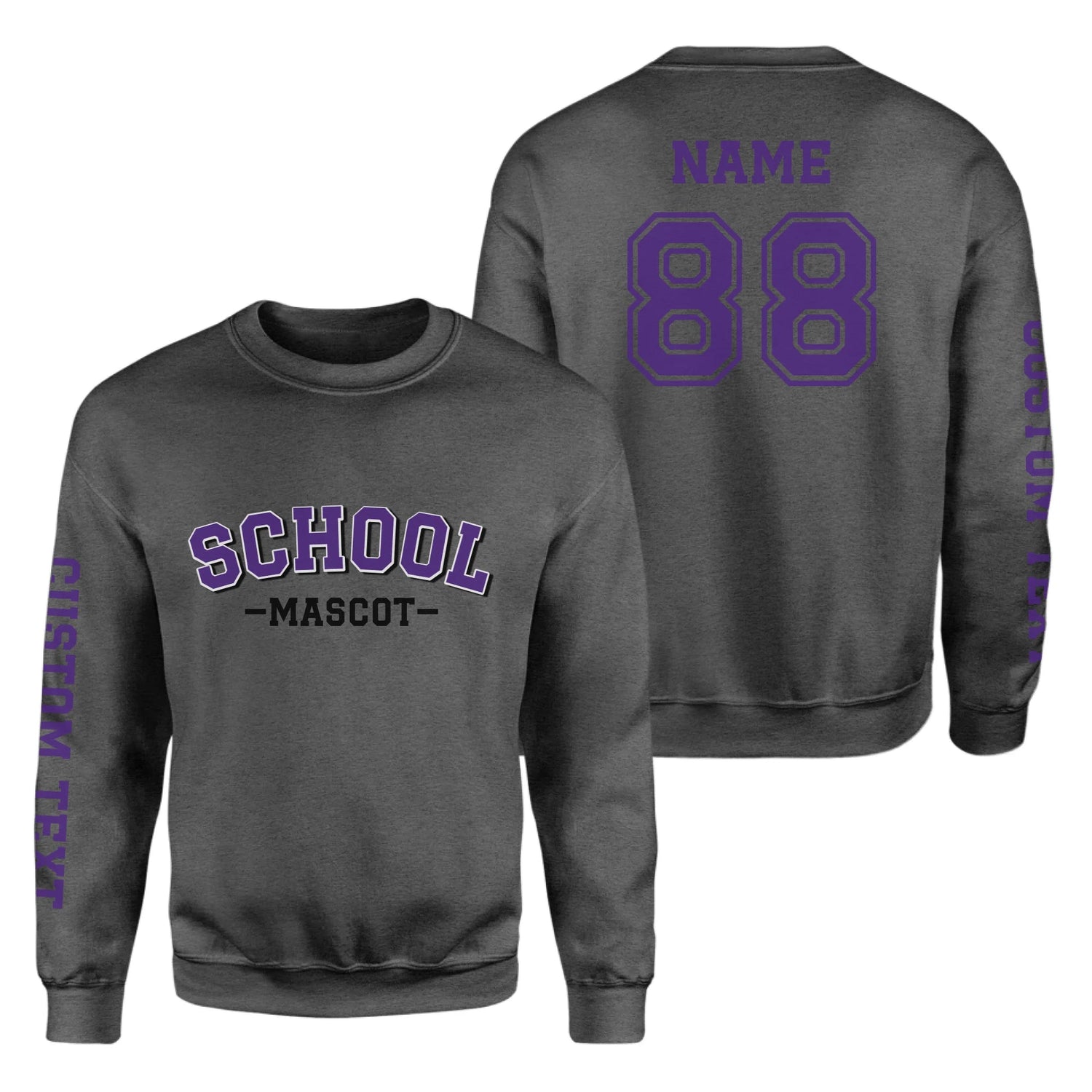 Custom School Spirit on a Sweatshirt With School and Mascot Name With Classic Arch Design on a Sweatshirt