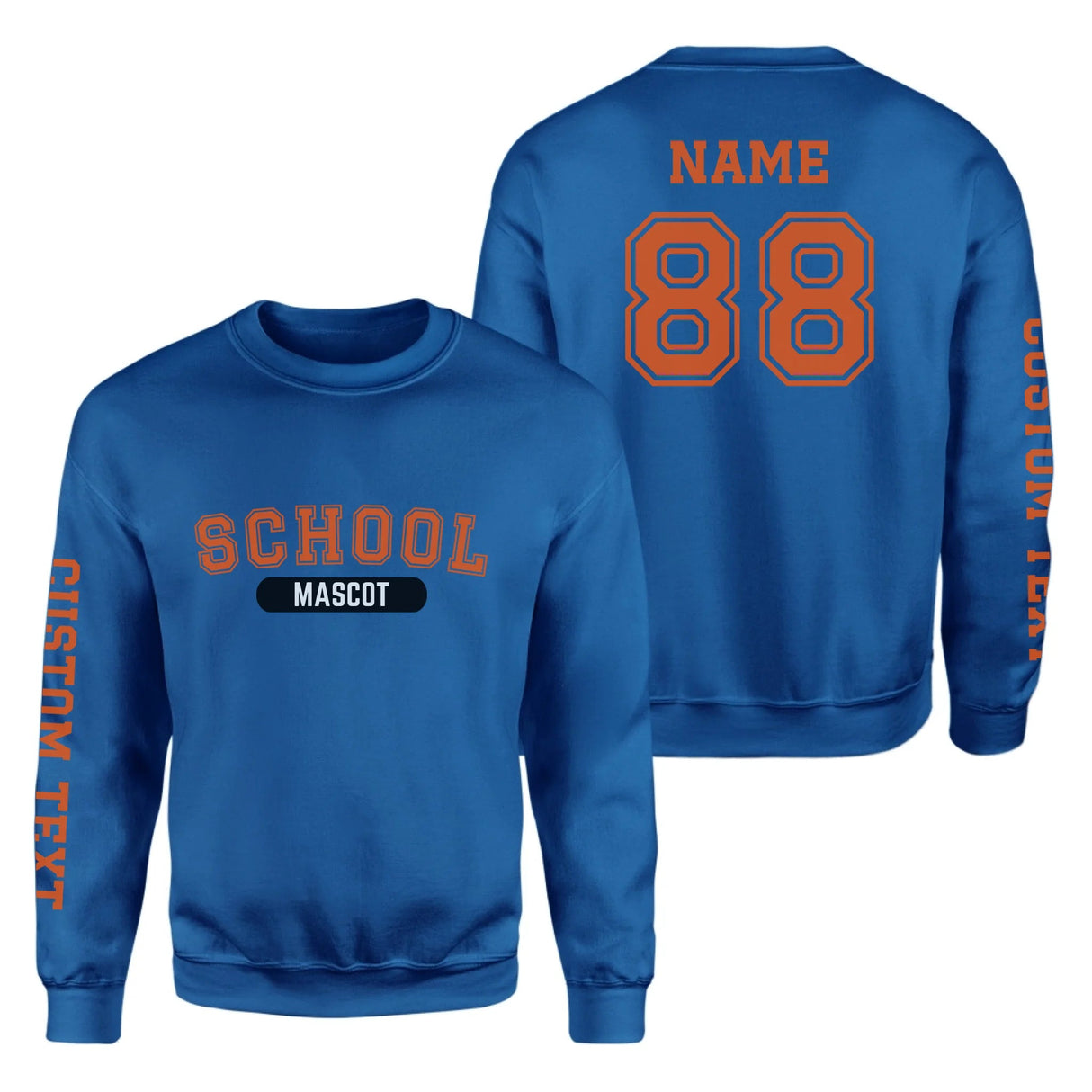 Custom School Spirit on a Sweatshirt With School and Mascot With Classic Design on a Sweatshirt