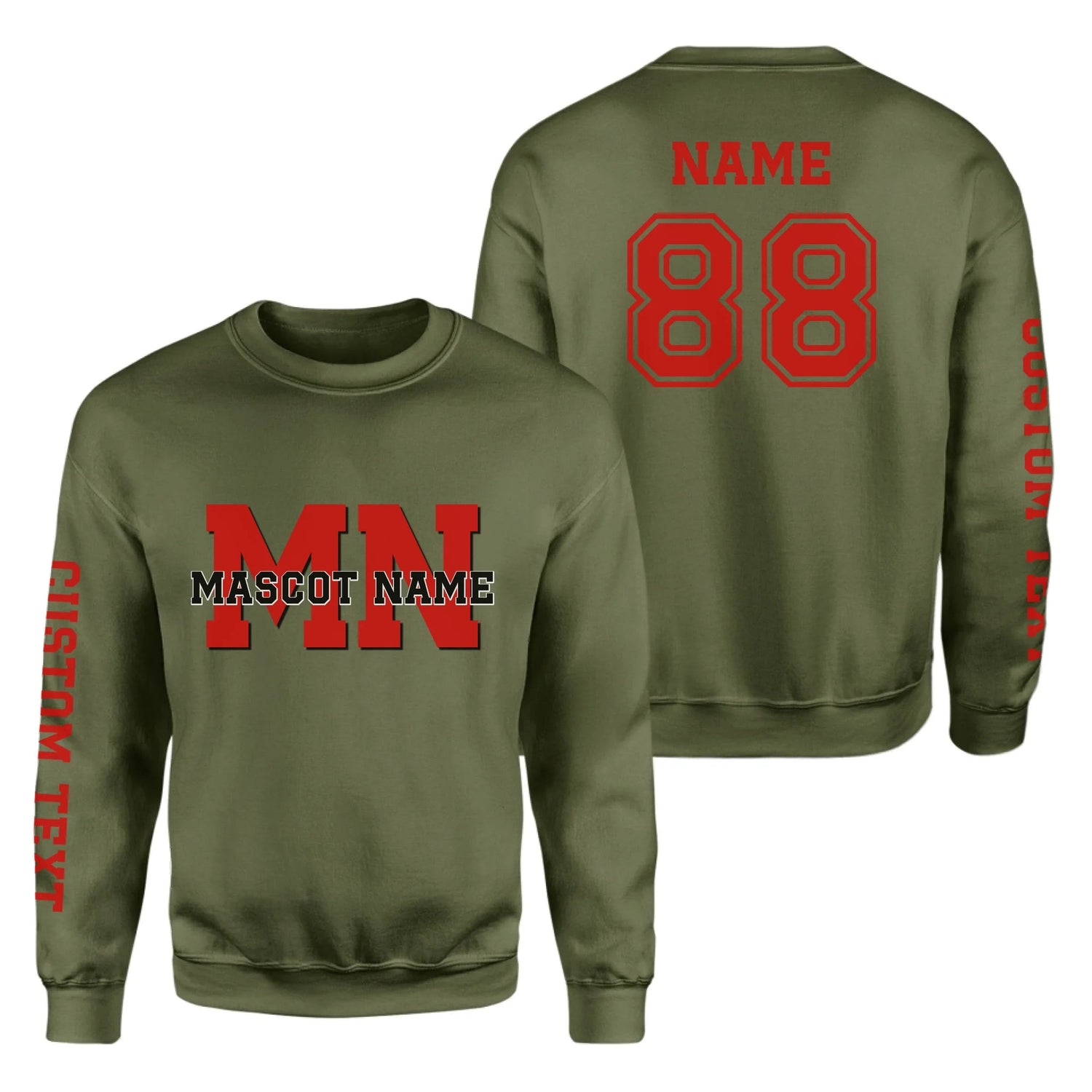 Custom School Mascot on a Sweatshirt With Initials and Mascot Name on a Sweatshirt