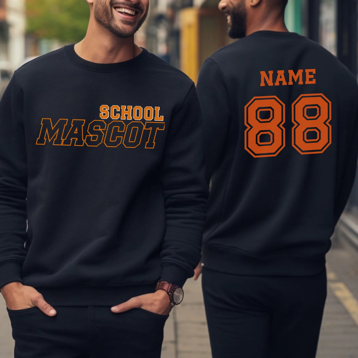 Custom School Spirit on a Sweatshirt With School and Mascot with Outline Design on a Sweatshirt