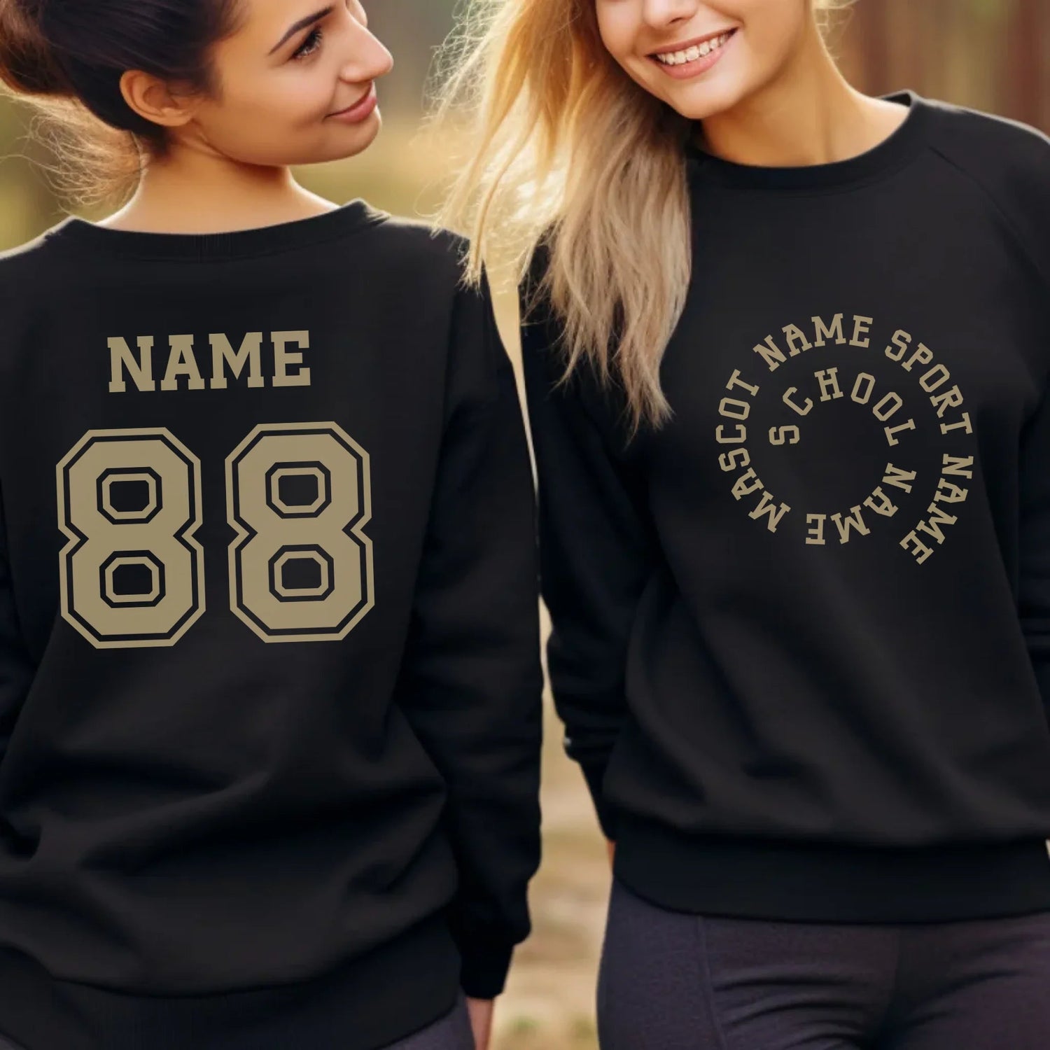 Custom School Spirit on a Sweatshirt With Spiral Text Design on a Sweatshirt