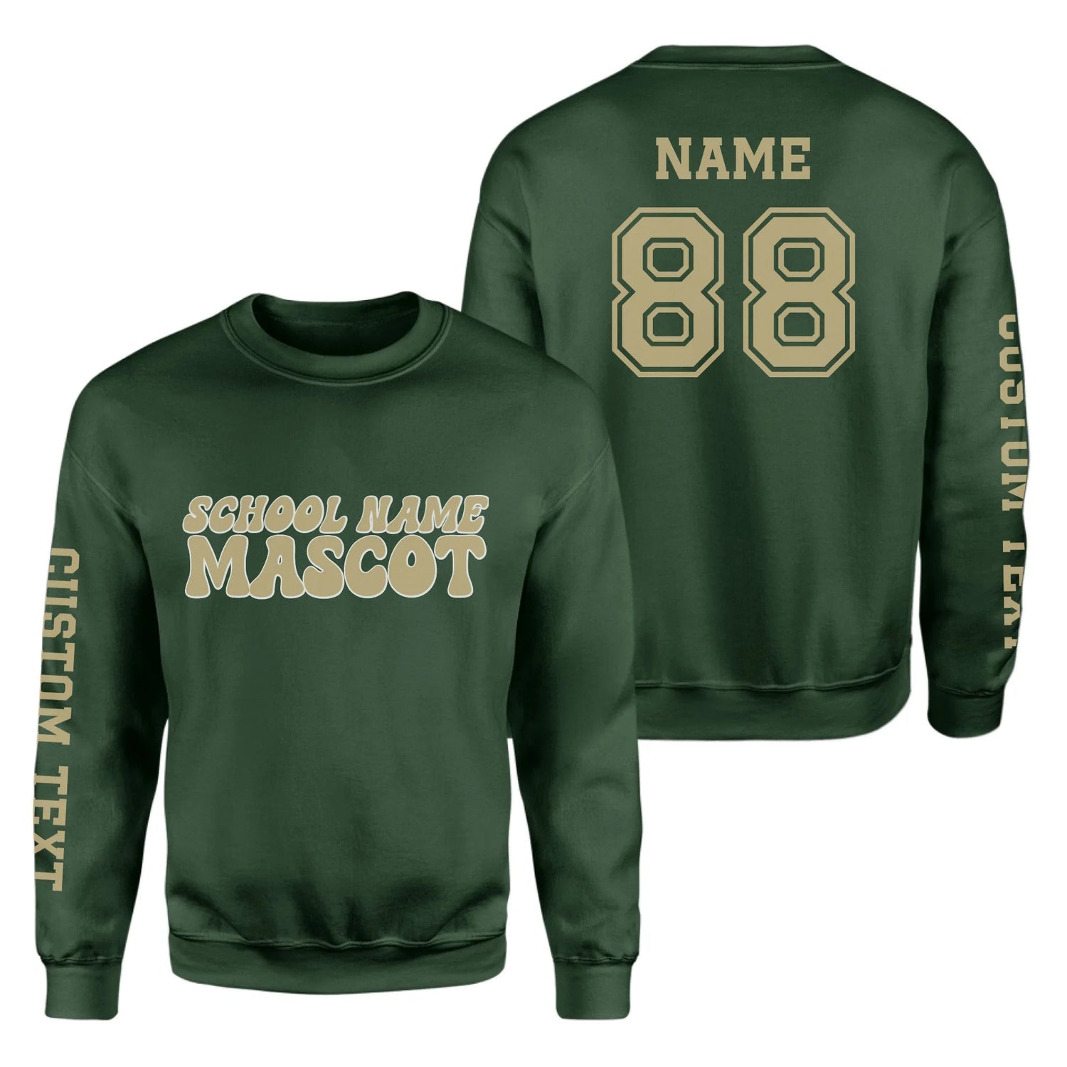 Custom School Spirit on a Sweatshirt With School and Mascot Name With Retro Design on a Sweatshirt