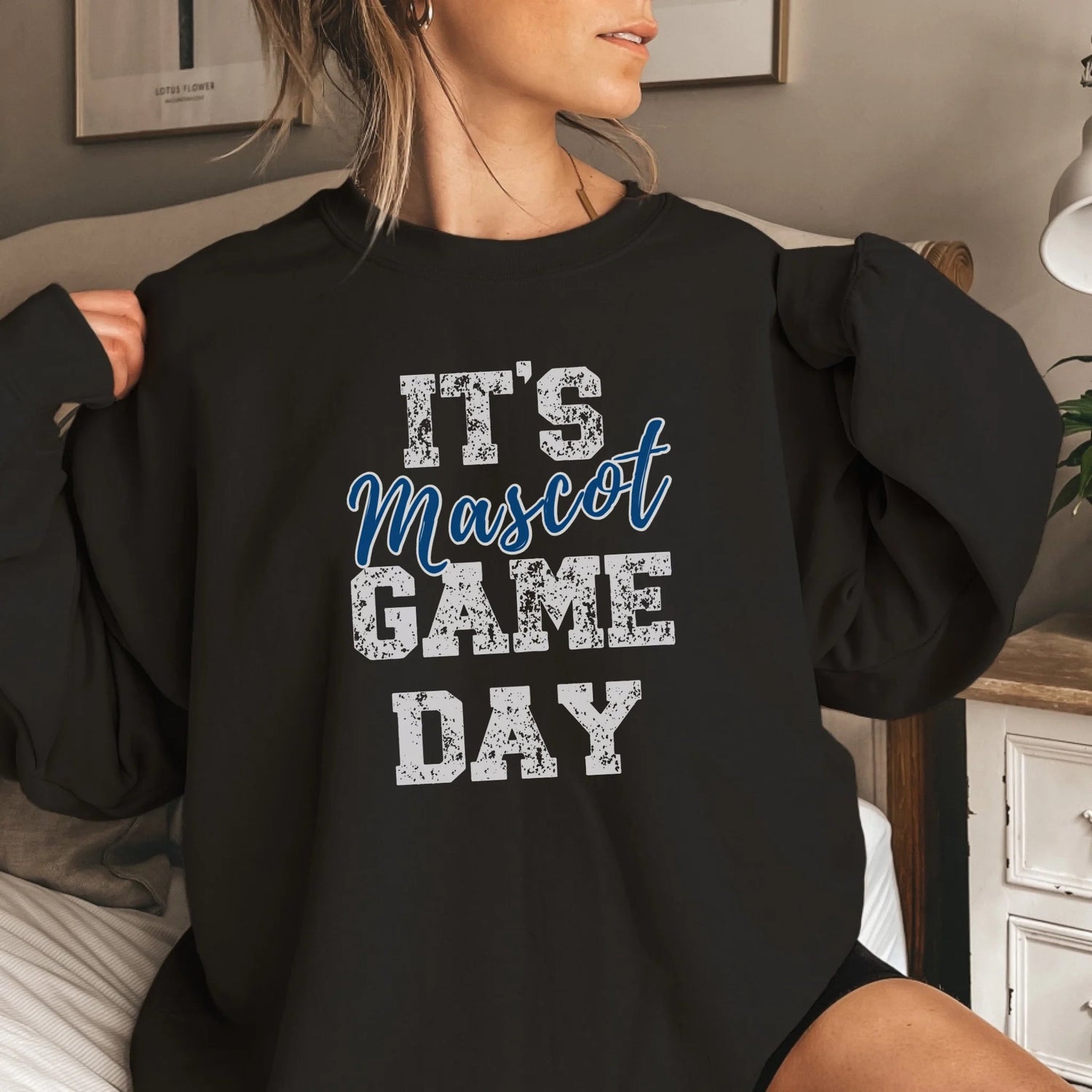 Custom It's Game Day on a Sweatshirt With Mascot on a Sweatshirt