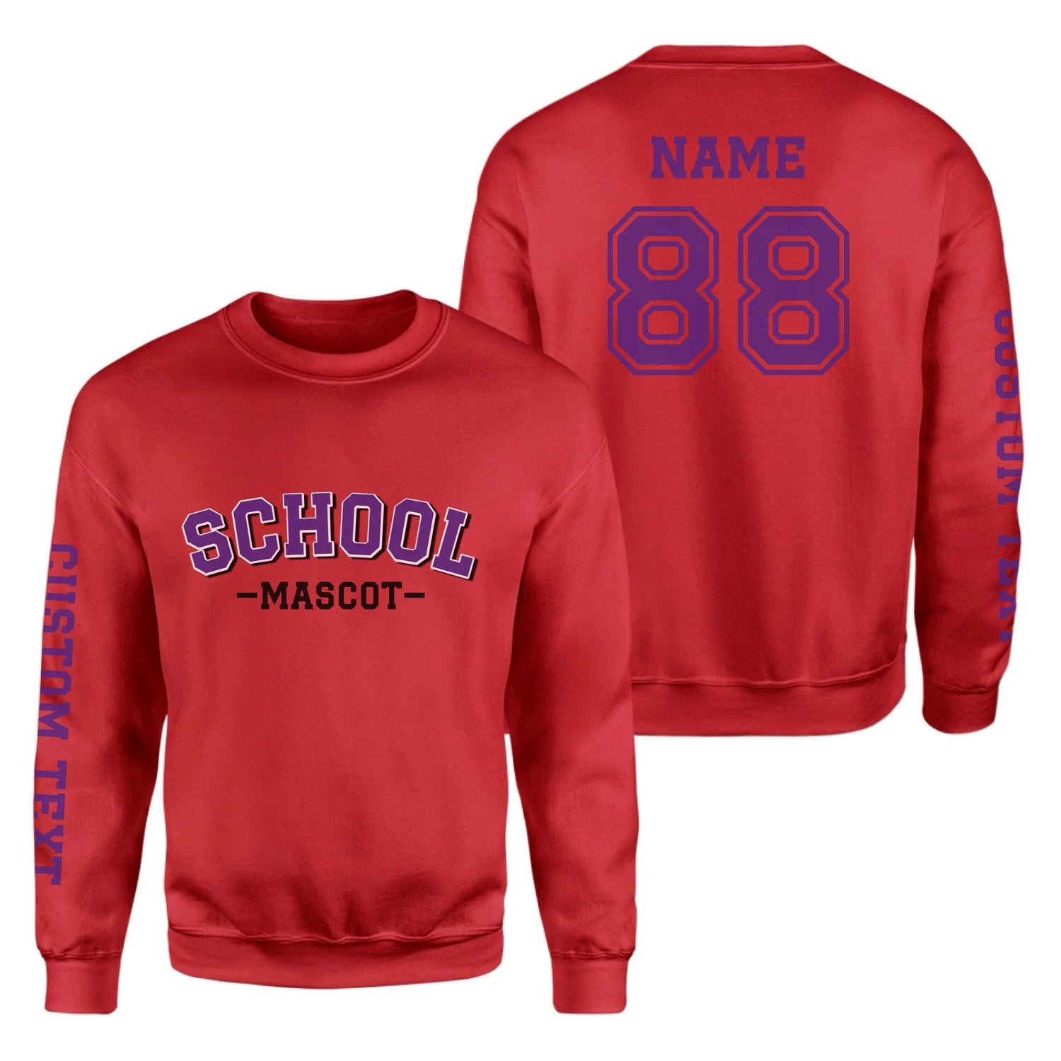 Custom School Spirit on a Sweatshirt With School and Mascot Name With Classic Arch Design on a Sweatshirt
