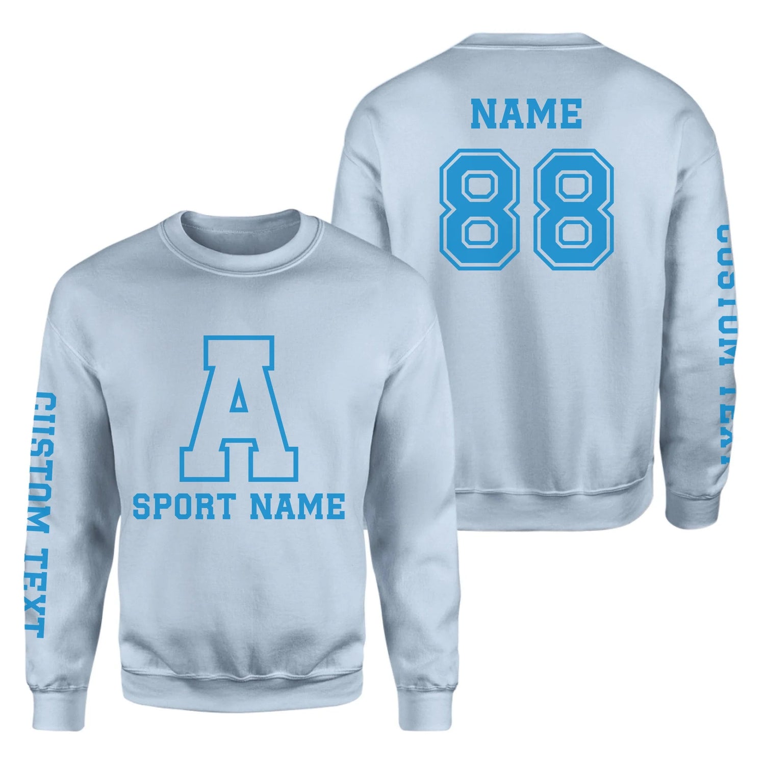 Custom School Spirit on a Sweatshirt With Initial & Sport With Classic Letter Block Design on a Sweatshirt