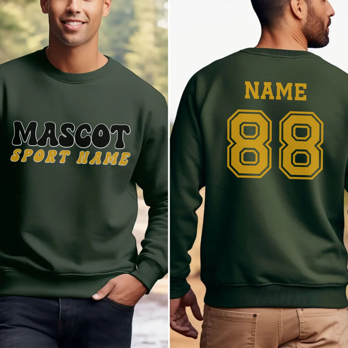 Custom School Spirit on a Sweatshirt With Mascot and Sport With Retro Design on a Sweatshirt