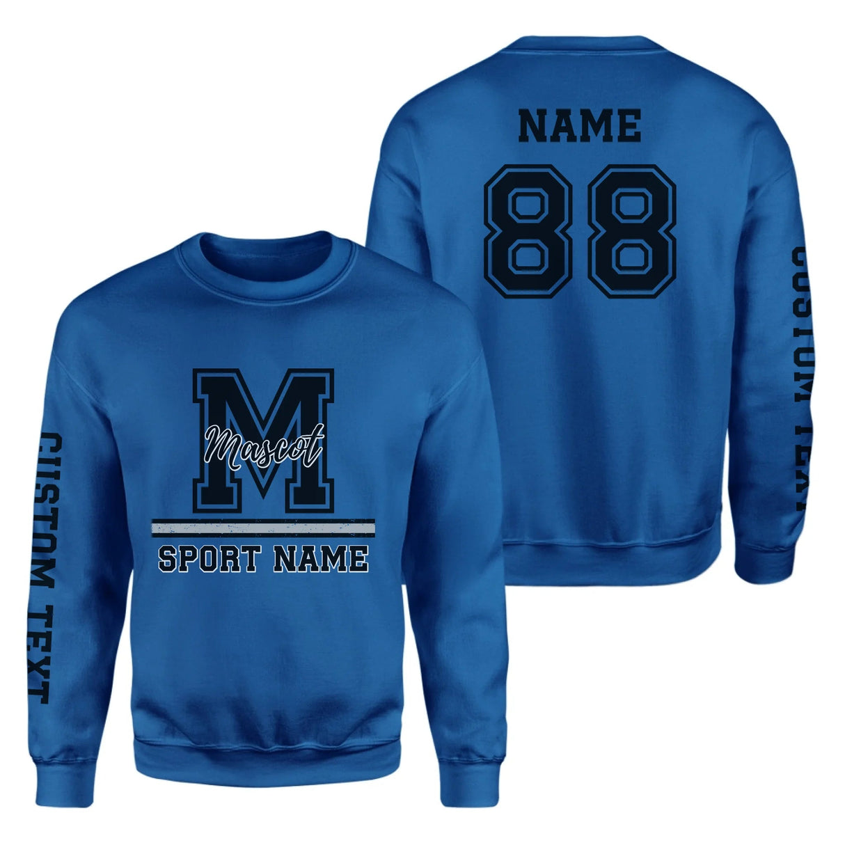 Custom School Mascot on a Sweatshirt With Large Initial, Mascot & Sport Name on a Sweatshirt