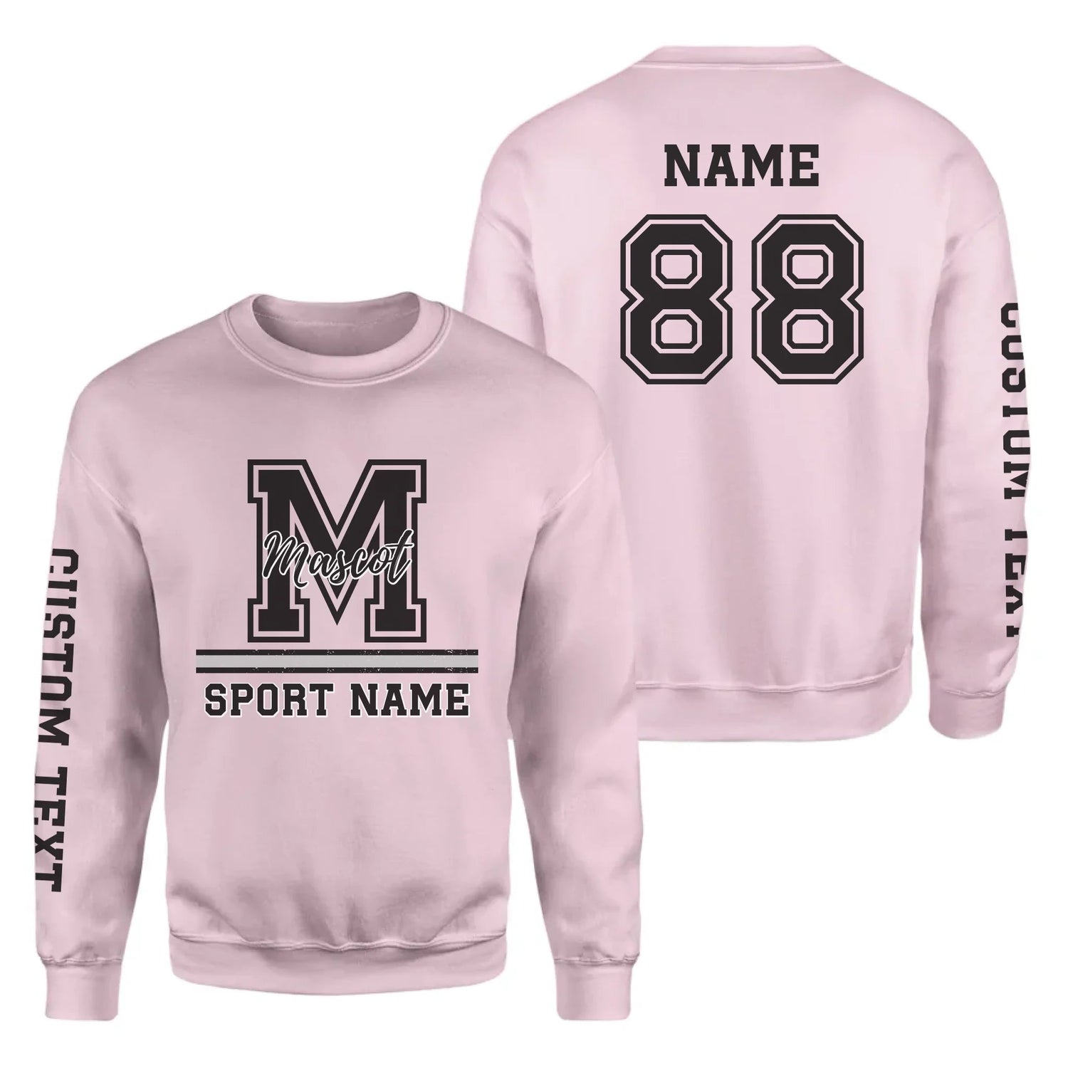 Custom School Mascot on a Sweatshirt With Large Initial, Mascot & Sport Name on a Sweatshirt