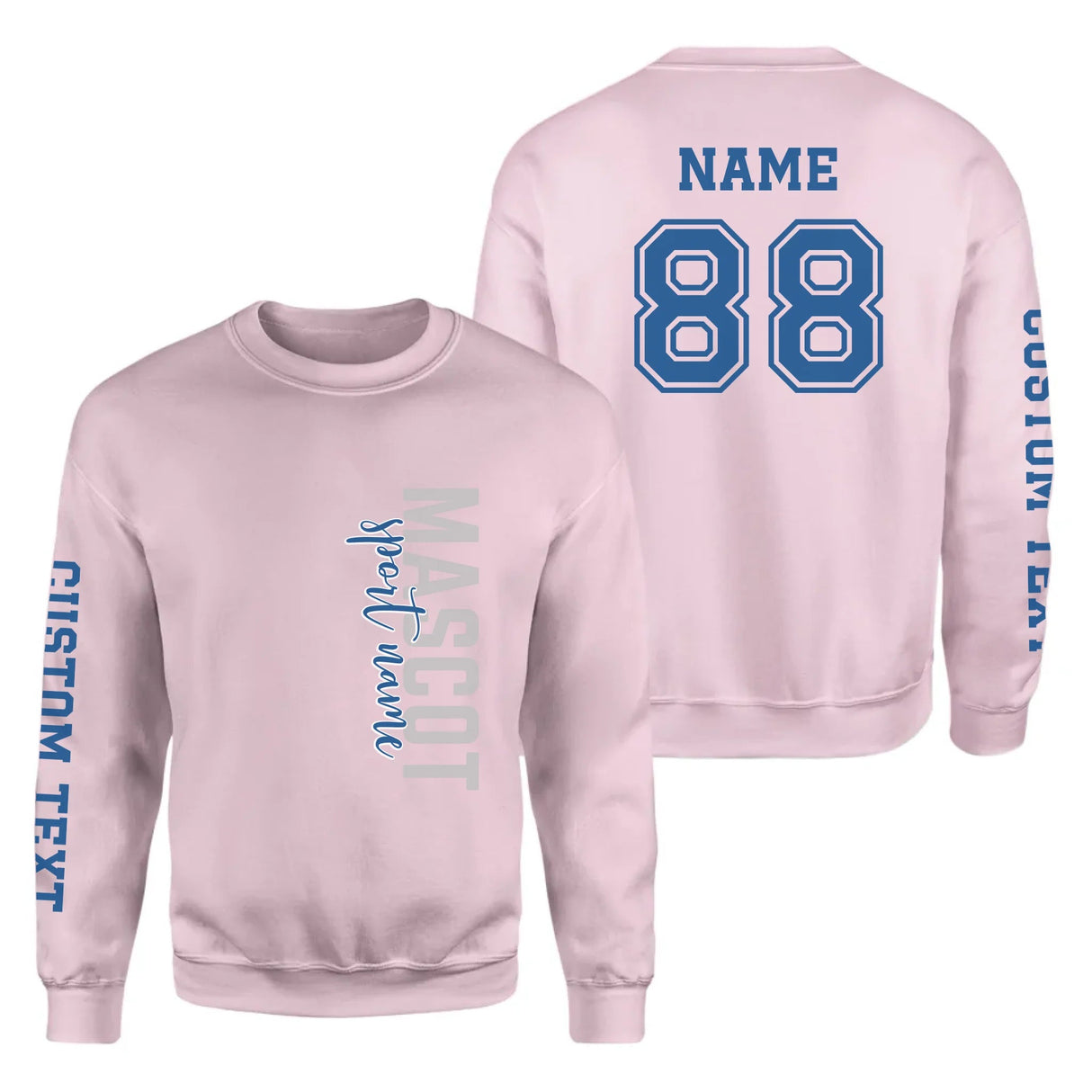 Custom School Spirit on a Sweatshirt With Mascot & Sport Name With Modern Vertical Design on a Sweatshirt