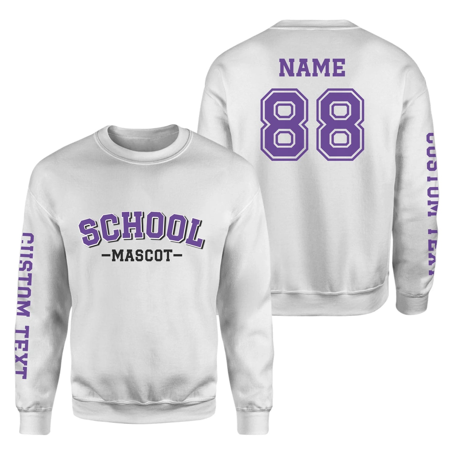 Custom School Spirit on a Sweatshirt With School and Mascot Name With Classic Arch Design on a Sweatshirt