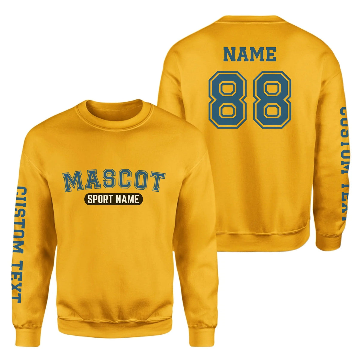 Custom School Spirit on a Sweatshirt With Mascot and Sport With Classic Design on a Sweatshirt