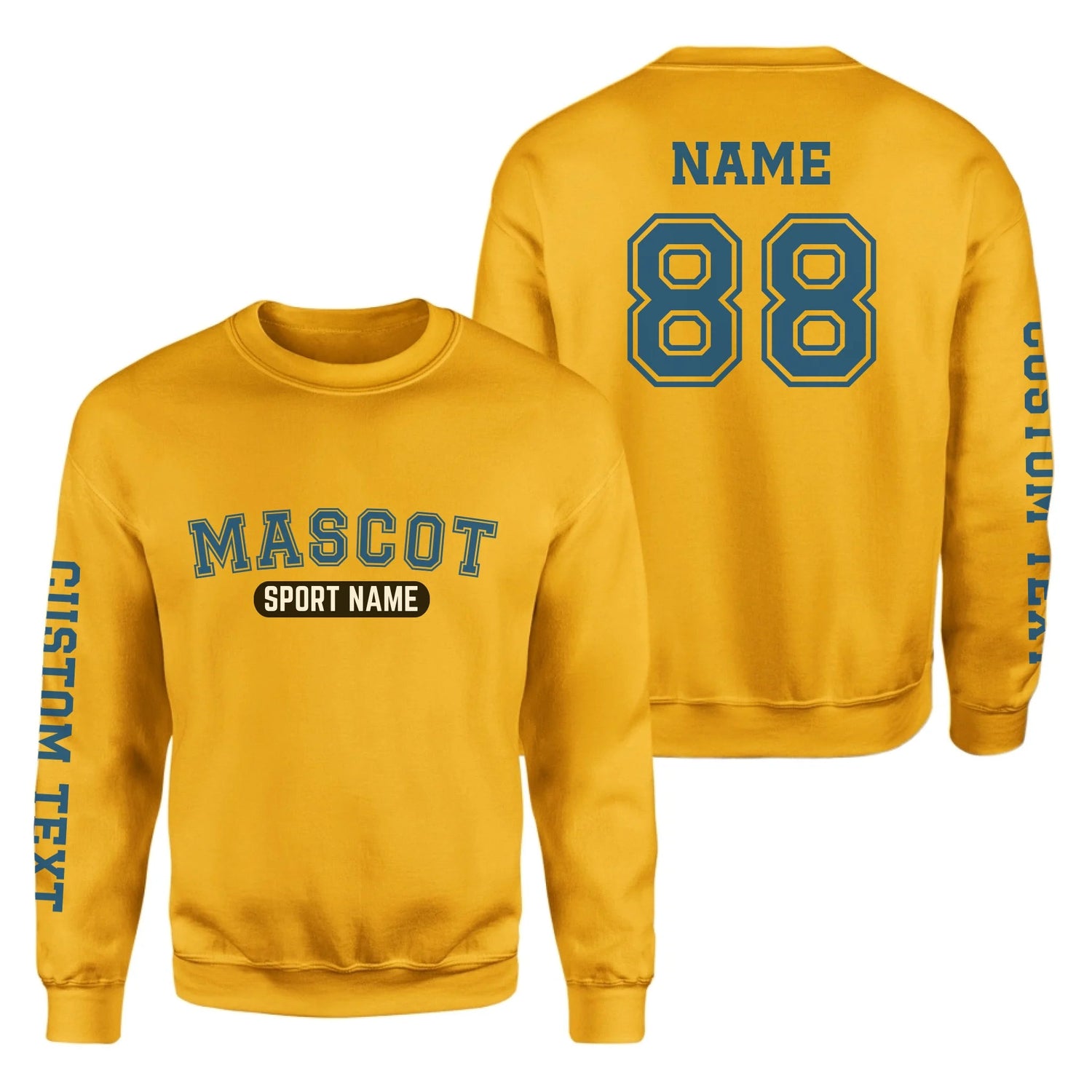 Custom School Spirit on a Sweatshirt With Mascot and Sport With Classic Design on a Sweatshirt