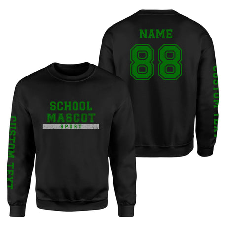 Custom School Spirit on a Sweatshirt With Mascot & Sport Name With Bold Varsity Design on a Sweatshirt