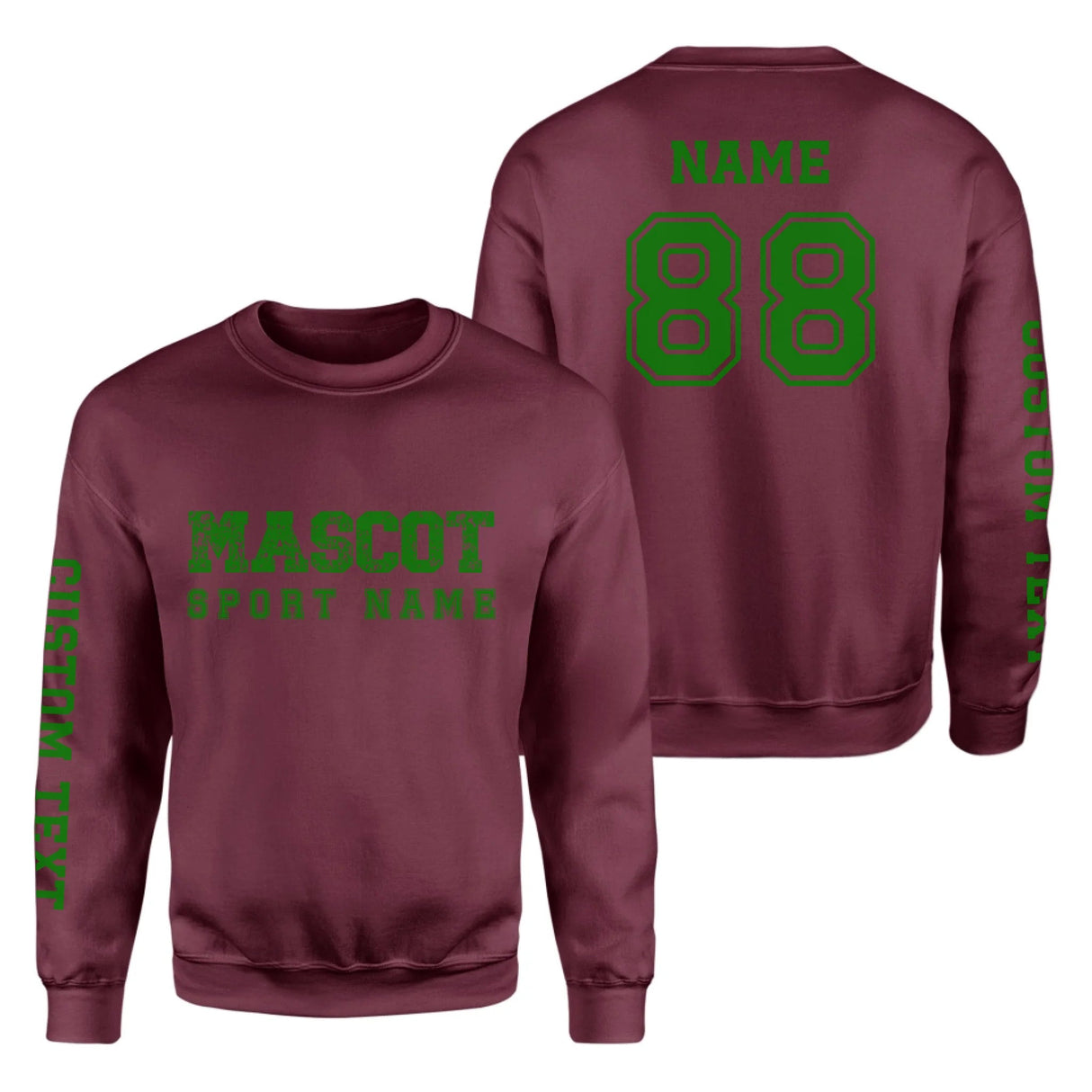 Custom School Spirit on a Sweatshirt With Mascot and Sport with Grunge and Classic Design on a Sweatshirt