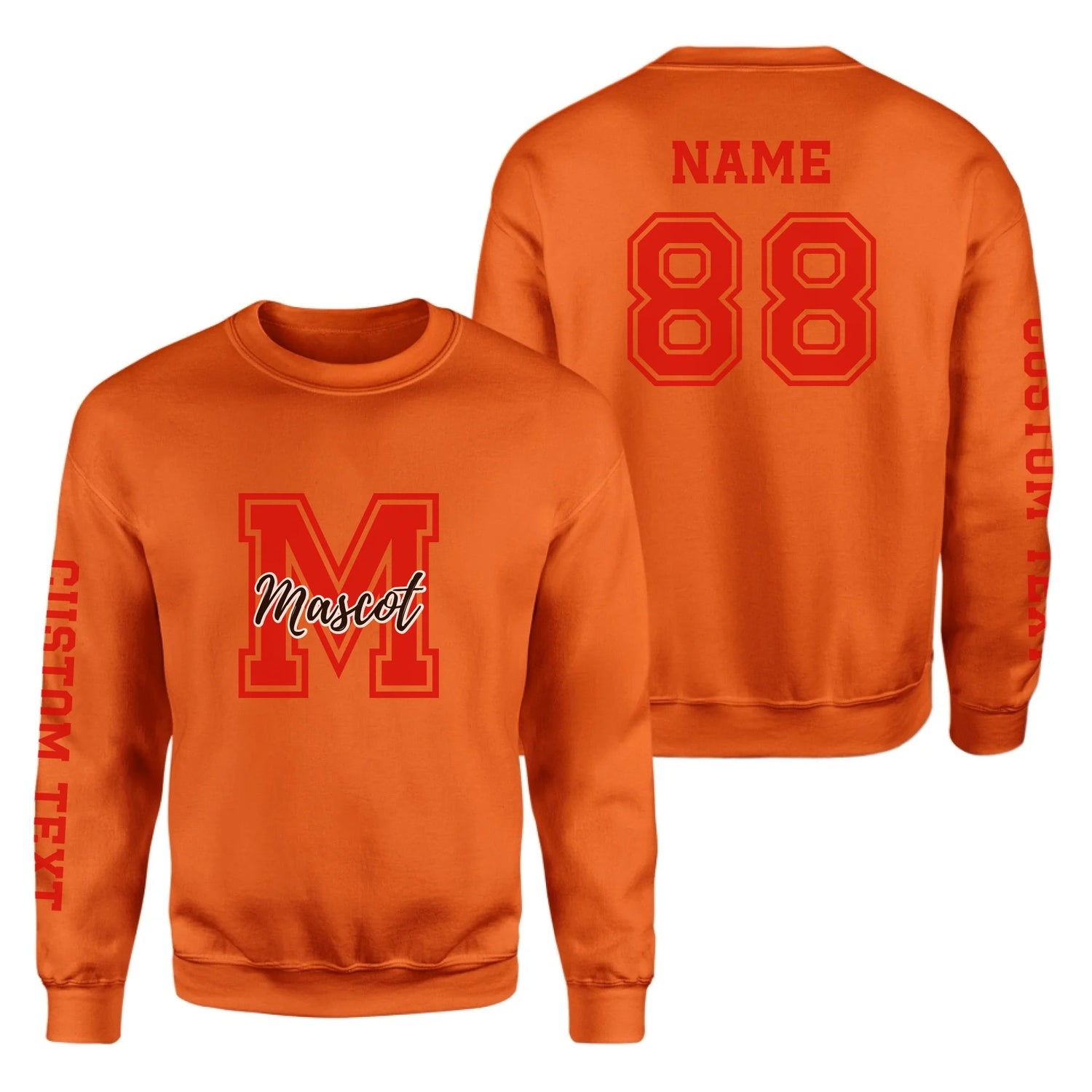 Custom School Mascot on a Sweatshirt With Large Initial and Mascot Name on a Sweatshirt