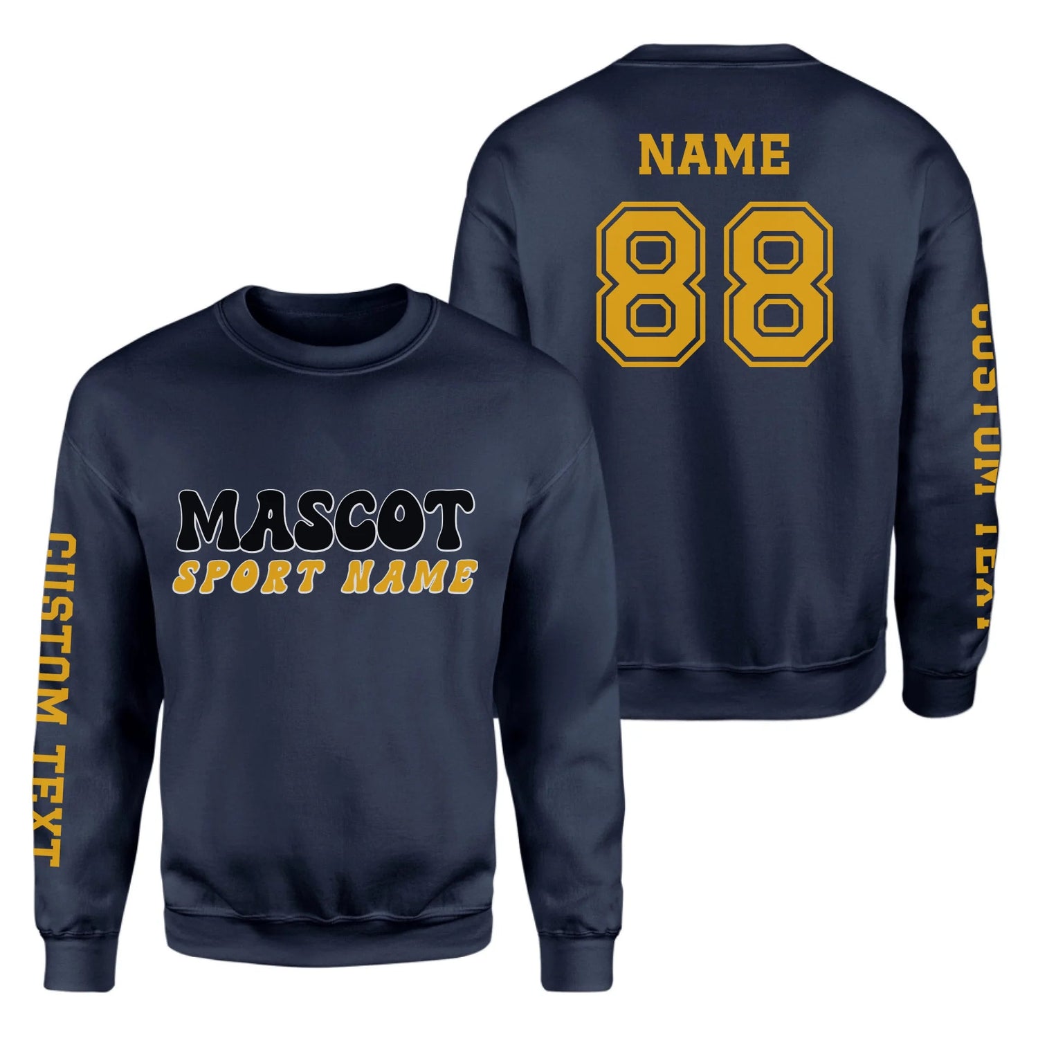 Custom School Spirit on a Sweatshirt With Mascot and Sport With Retro Design on a Sweatshirt