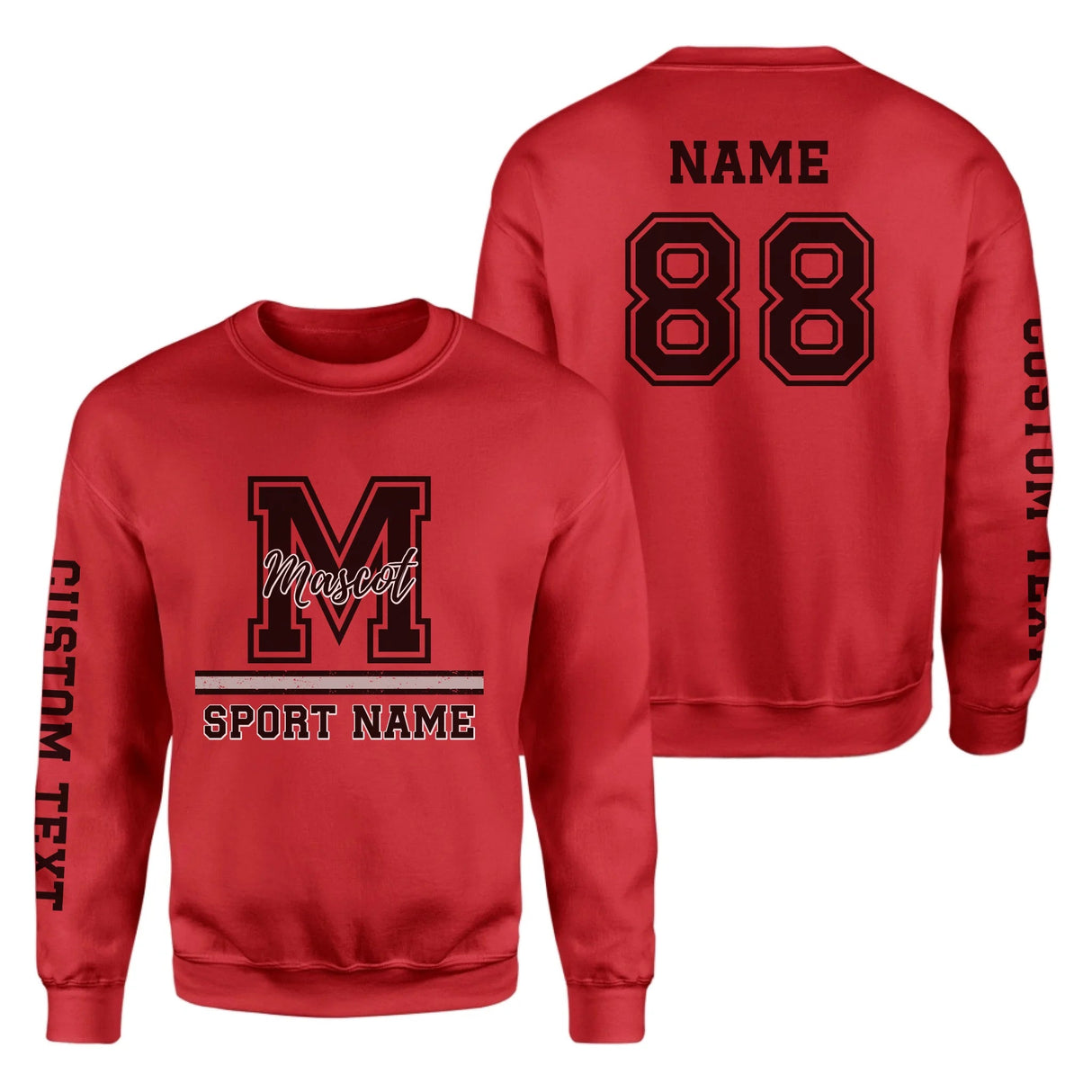 Custom School Mascot on a Sweatshirt With Large Initial, Mascot & Sport Name on a Sweatshirt