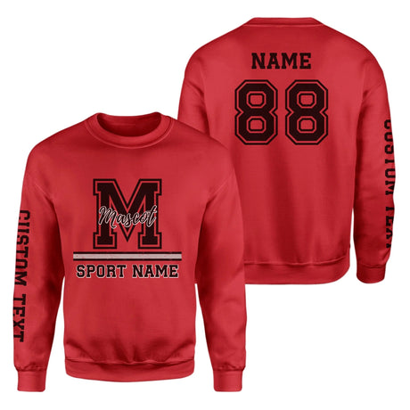 Custom School Mascot on a Sweatshirt With Large Initial, Mascot & Sport Name on a Sweatshirt