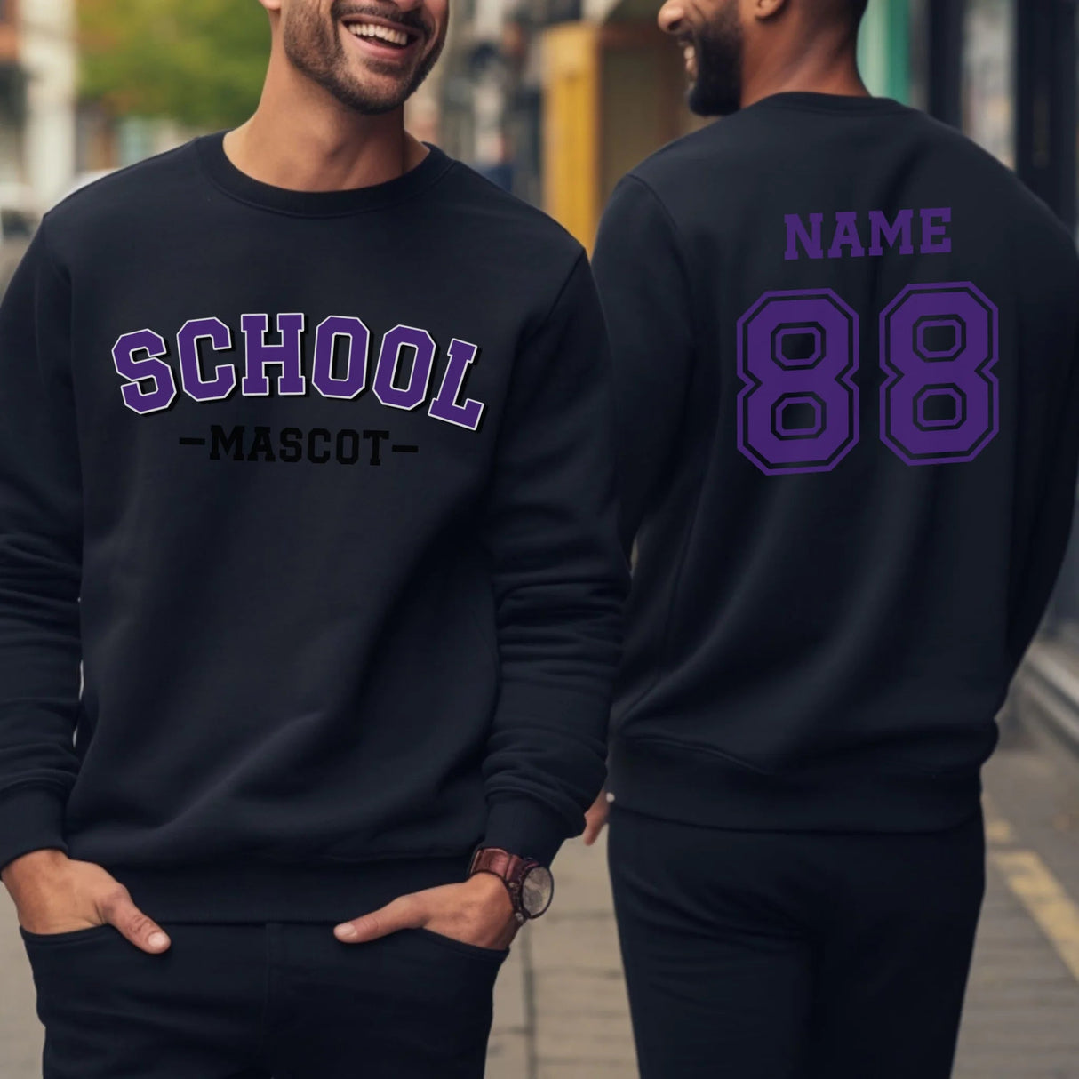 Custom School Spirit on a Sweatshirt With School and Mascot Name With Classic Arch Design on a Sweatshirt