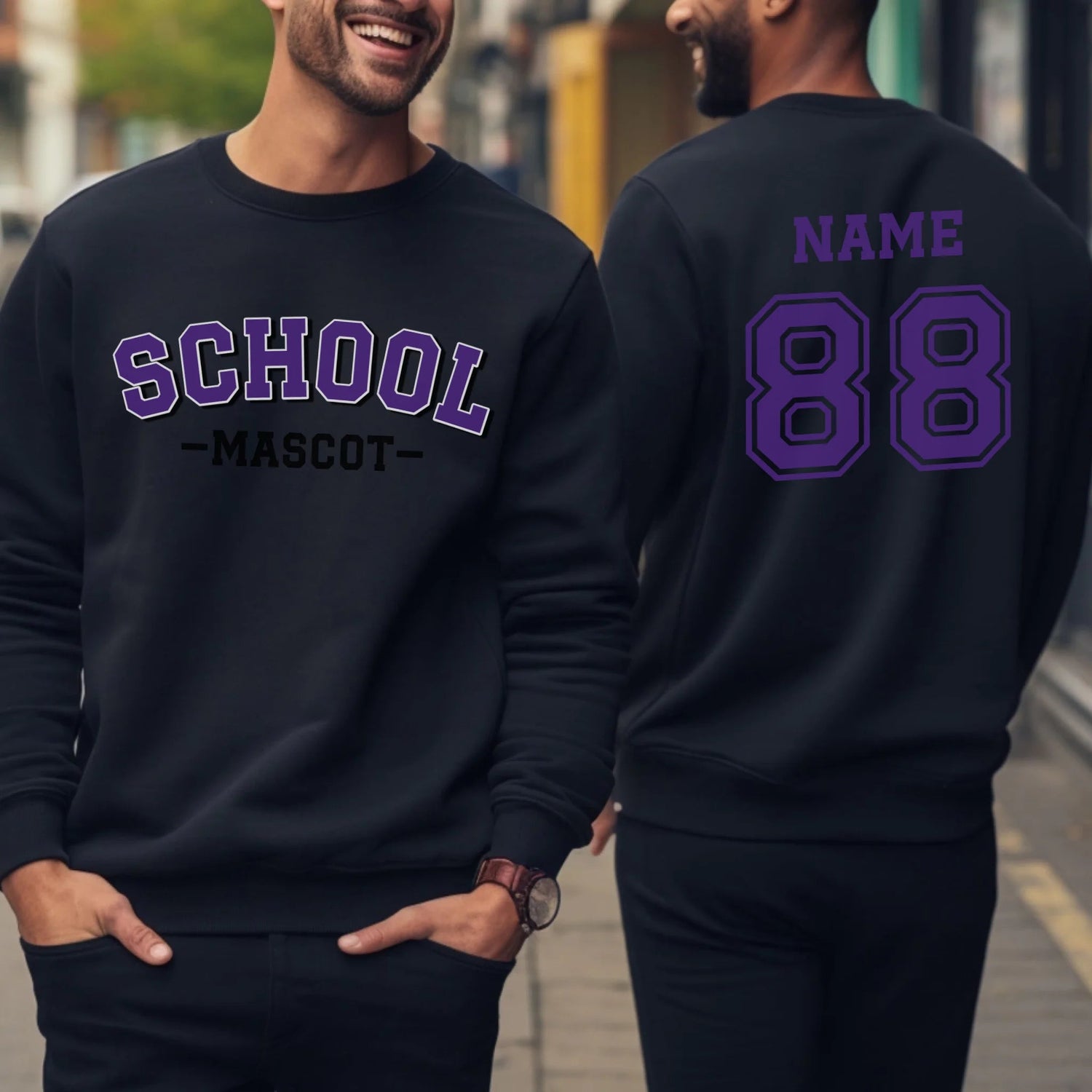 Custom School Spirit on a Sweatshirt With School and Mascot Name With Classic Arch Design on a Sweatshirt