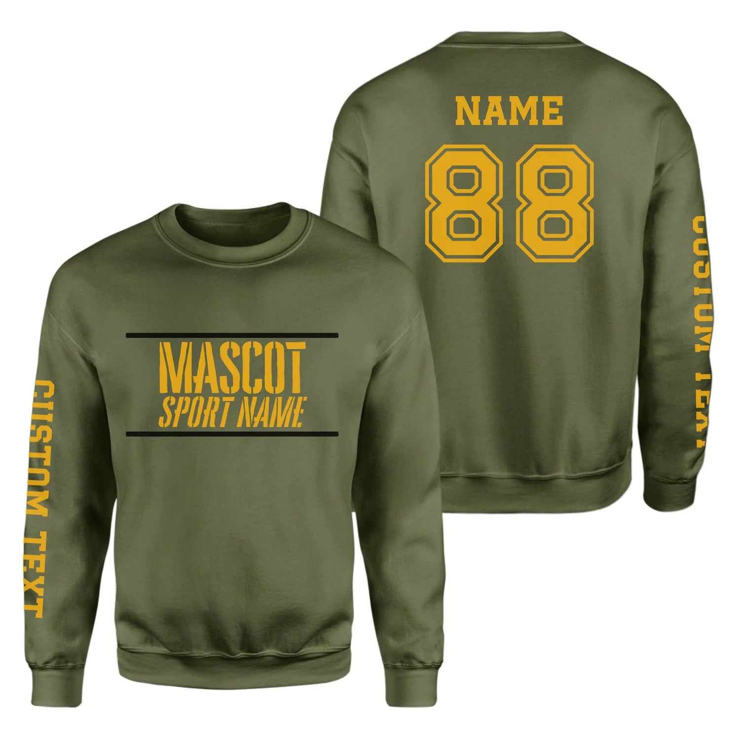 Custom School Spirit on a Sweatshirt With Mascot and Sport With Stencil Design on a Sweatshirt