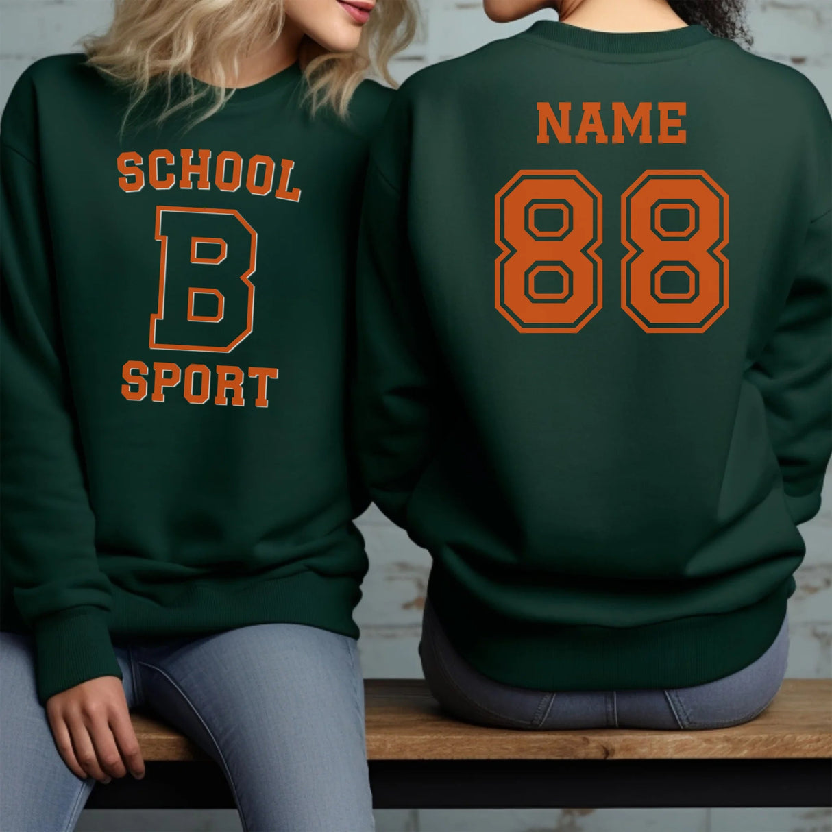 Custom School Spirit on a Sweatshirt With School, Initial & Sport Name With Collegiate Letter Design on a Sweatshirt