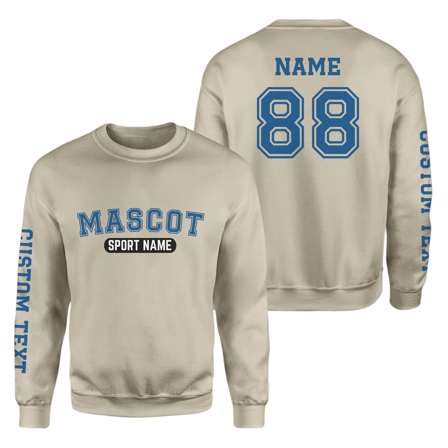 Custom School Spirit on a Sweatshirt With Mascot and Sport With Classic Design on a Sweatshirt