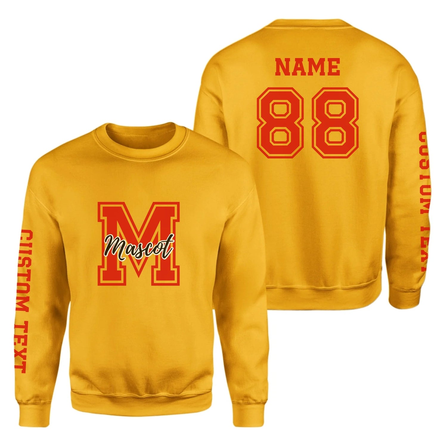 Custom School Mascot on a Sweatshirt With Large Initial and Mascot Name on a Sweatshirt