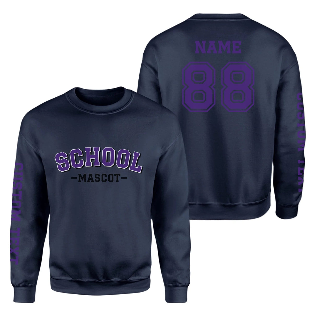 Custom School Spirit on a Sweatshirt With School and Mascot Name With Classic Arch Design on a Sweatshirt