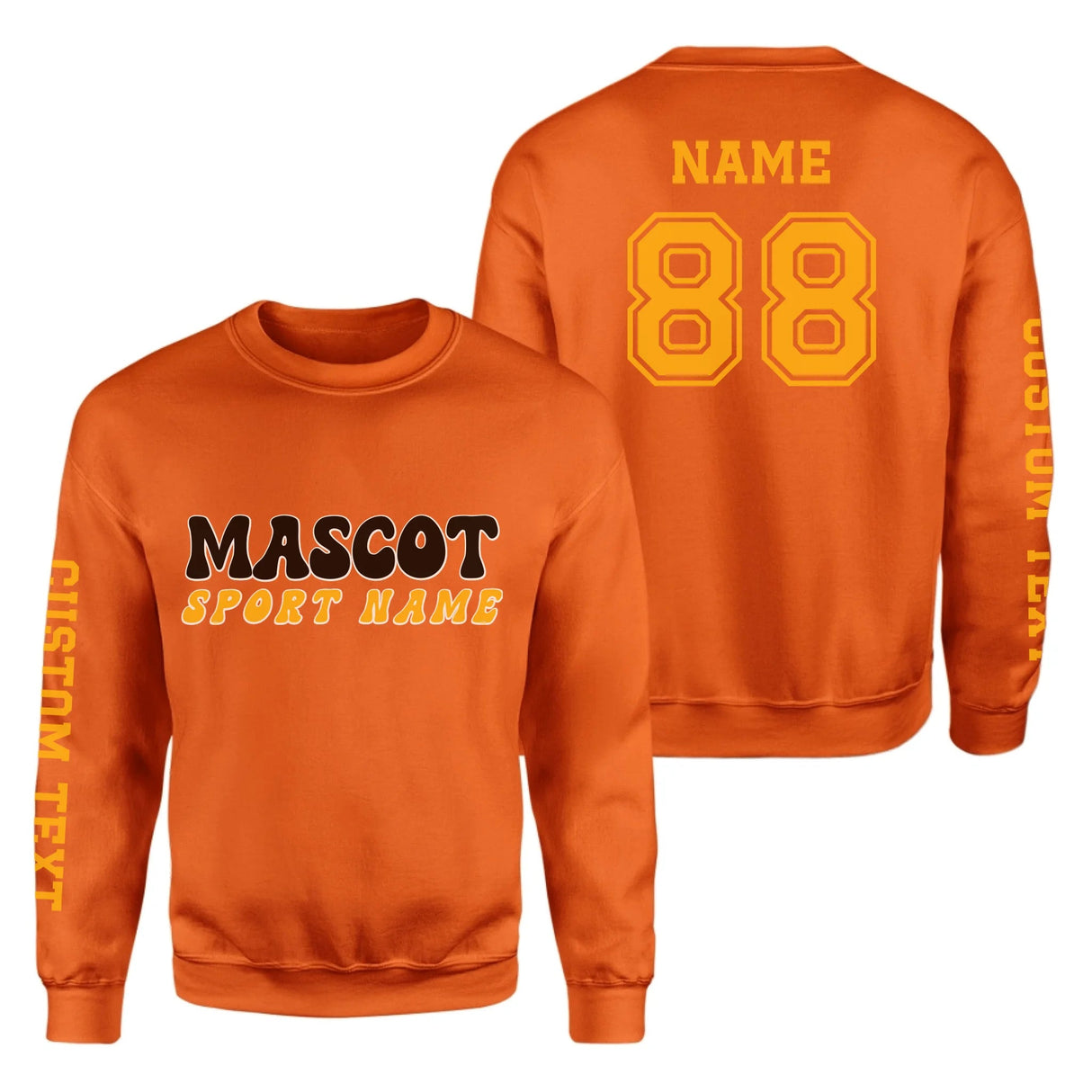 Custom School Spirit on a Sweatshirt With Mascot and Sport With Retro Design on a Sweatshirt