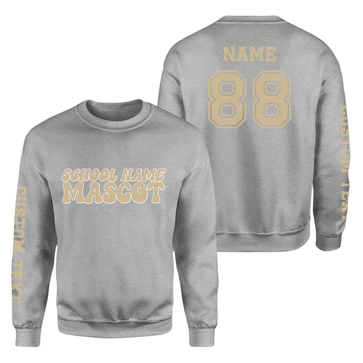 Custom School Spirit on a Sweatshirt With School and Mascot Name With Retro Design on a Sweatshirt