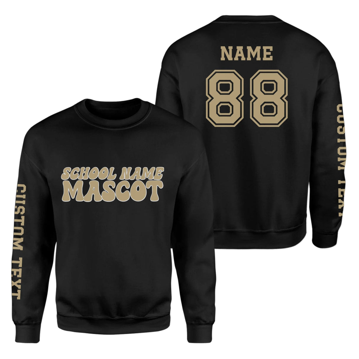 Custom School Spirit on a Sweatshirt With School and Mascot Name With Retro Design on a Sweatshirt