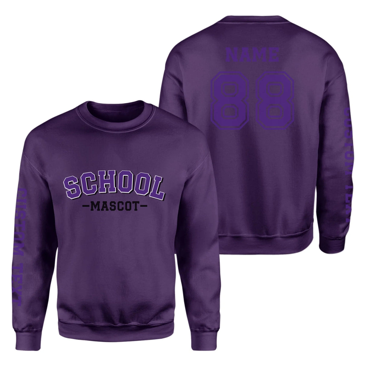 Custom School Spirit on a Sweatshirt With School and Mascot Name With Classic Arch Design on a Sweatshirt