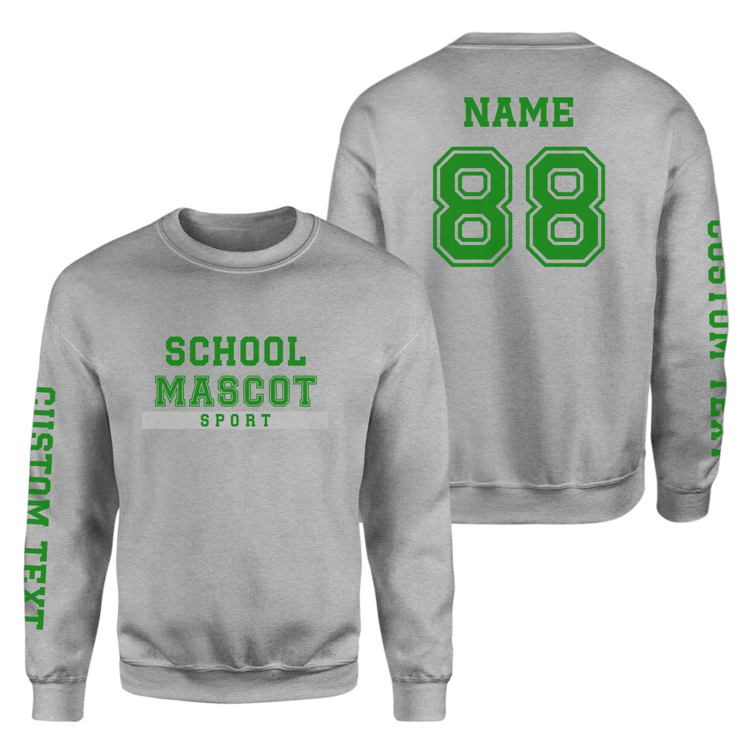Custom School Spirit on a Sweatshirt With Mascot & Sport Name With Bold Varsity Design on a Sweatshirt