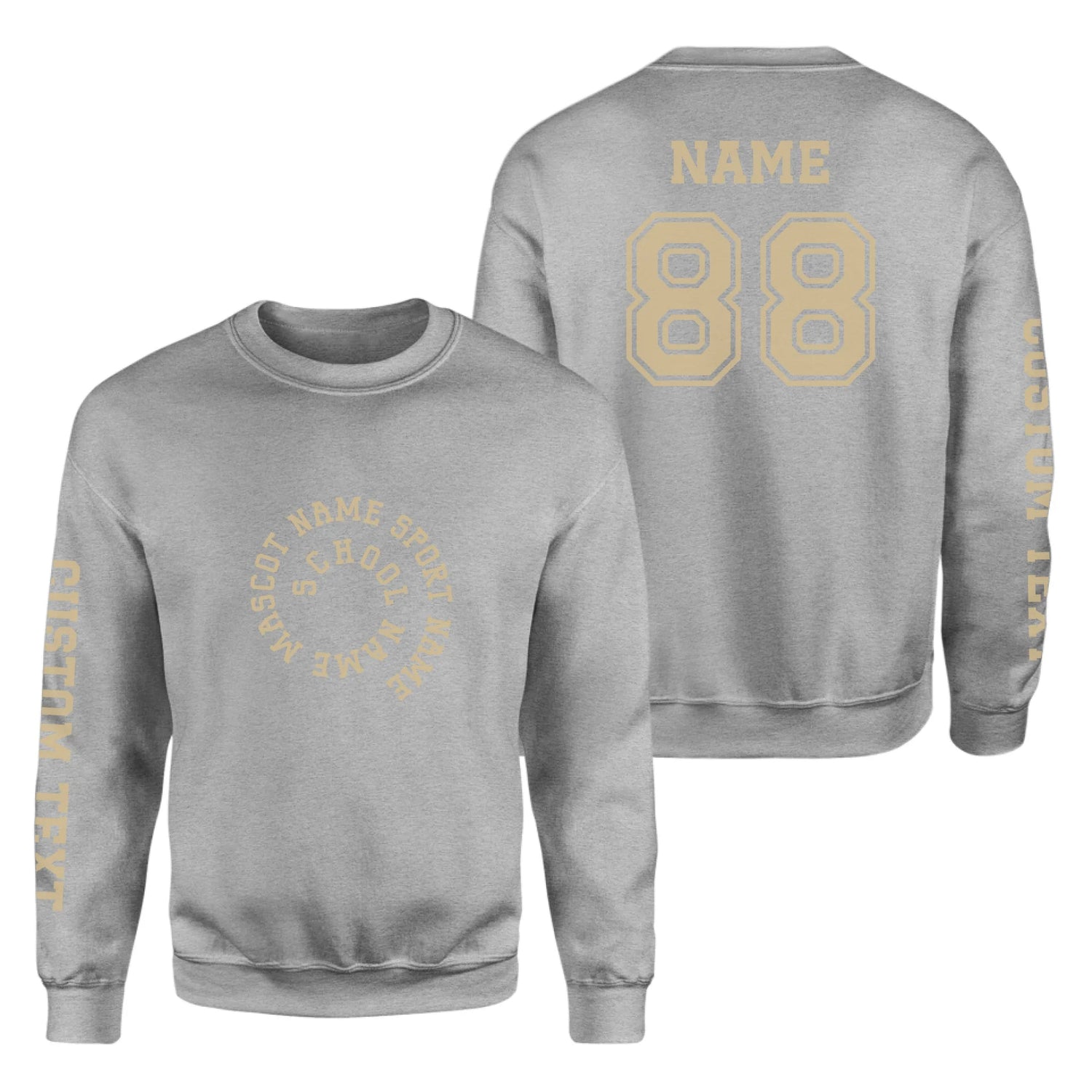 Custom School Spirit on a Sweatshirt With Spiral Text Design on a Sweatshirt