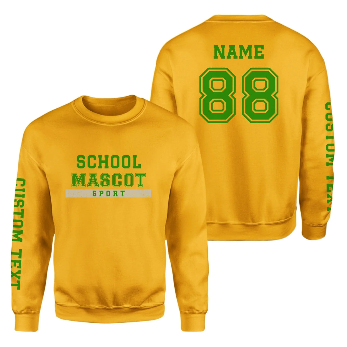 Custom School Spirit on a Sweatshirt With Mascot & Sport Name With Bold Varsity Design on a Sweatshirt
