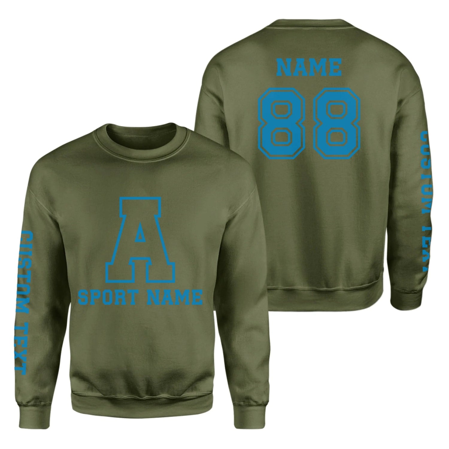 Custom School Spirit on a Sweatshirt With Initial & Sport With Classic Letter Block Design on a Sweatshirt
