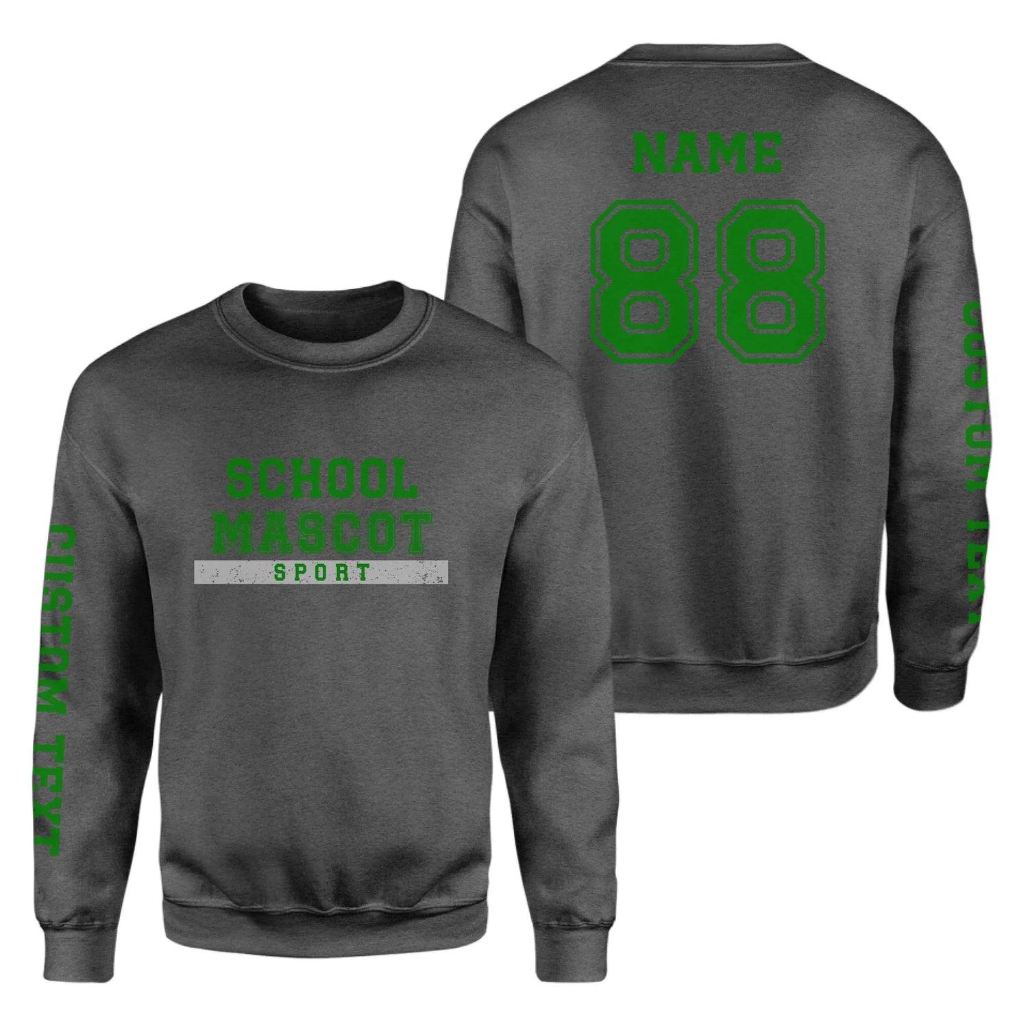 Custom School Spirit on a Sweatshirt With Mascot & Sport Name With Bold Varsity Design on a Sweatshirt